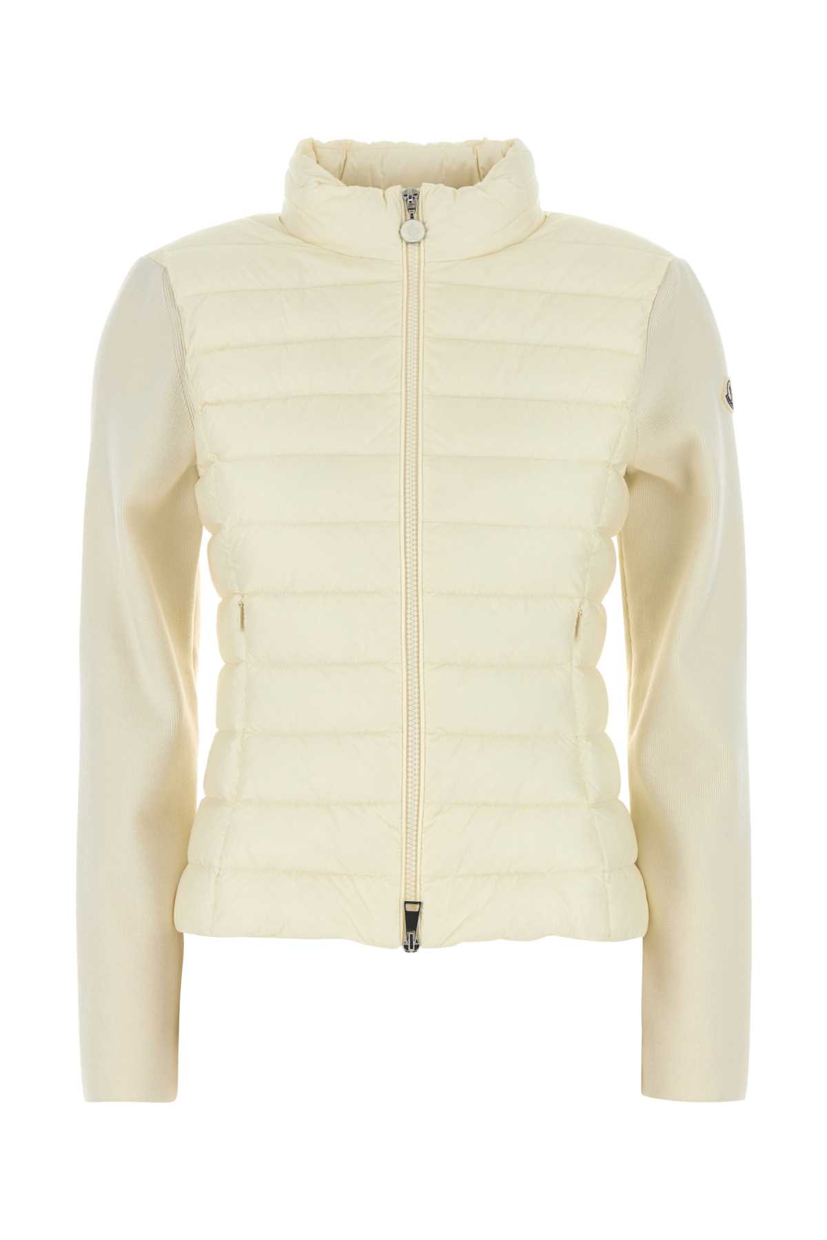 MONCLER IVORY WOOL BLEND CARDIGAN