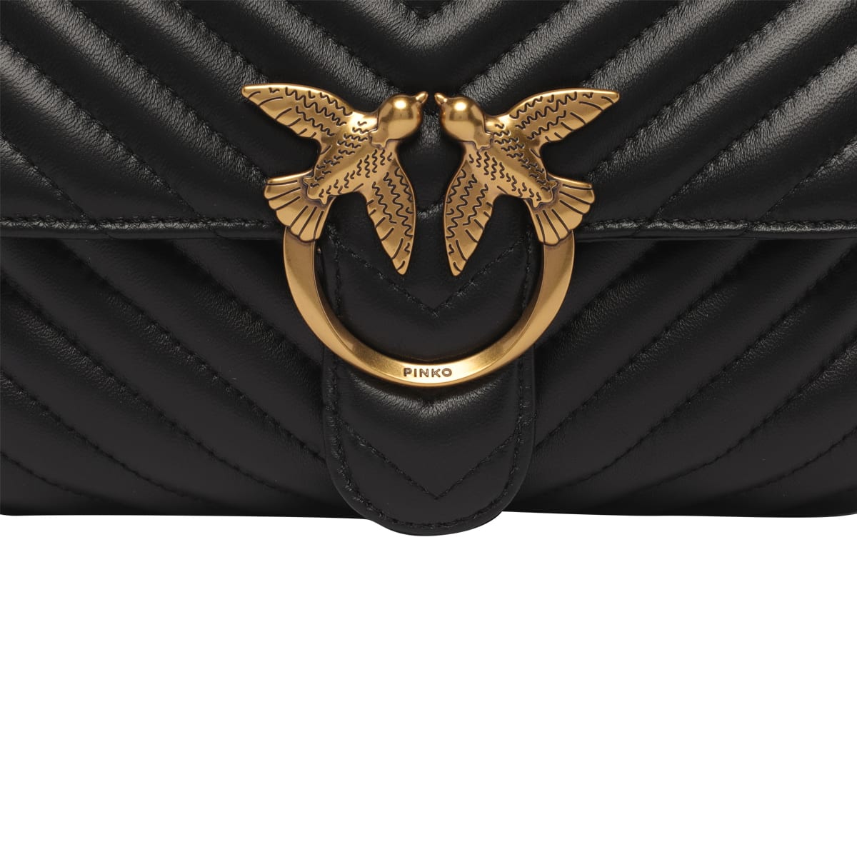 Shop Pinko Love Lady Puff Mini Handbag In Nero-antique Gold