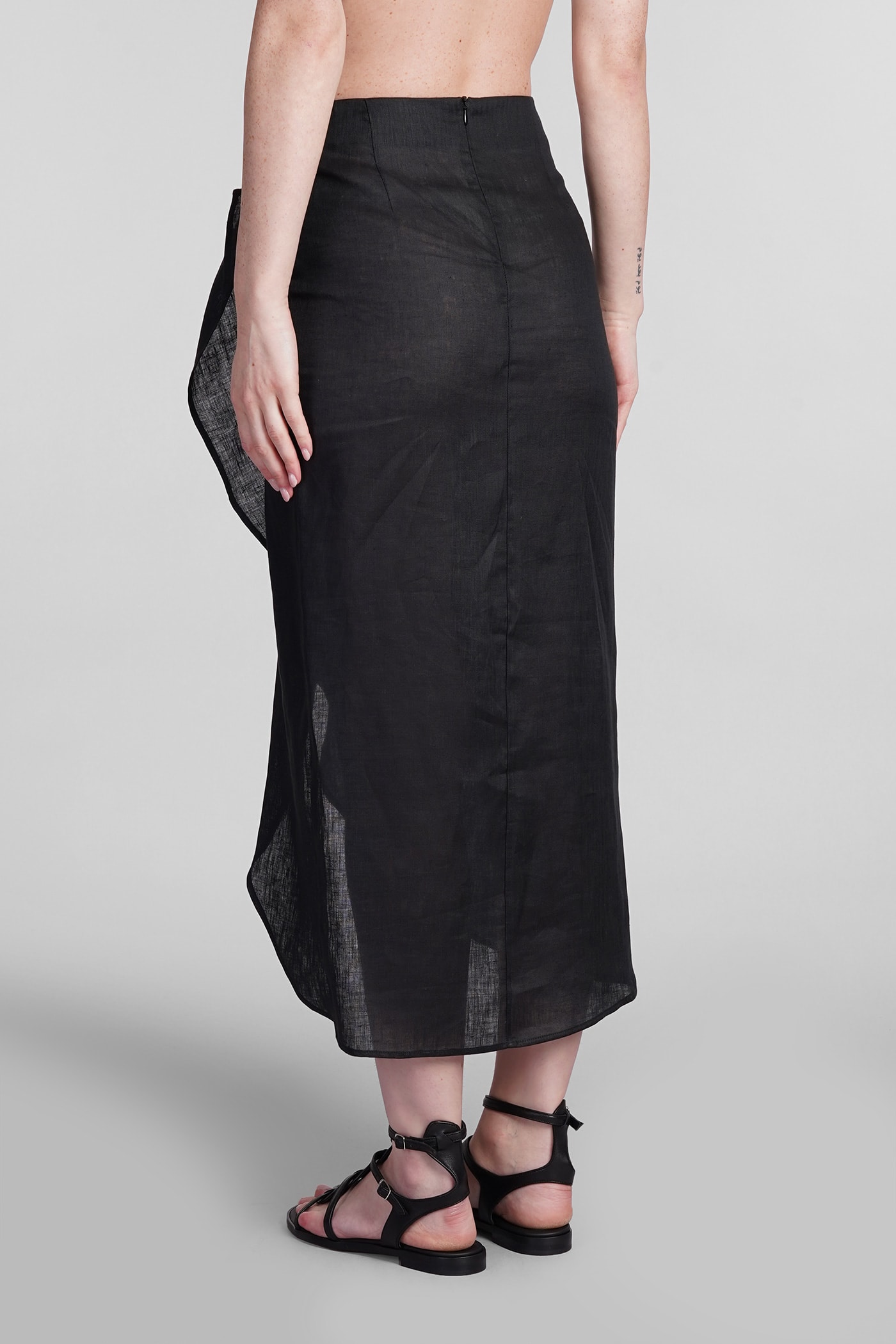 Shop Holy Caftan Ginger Py Skirt In Black Linen