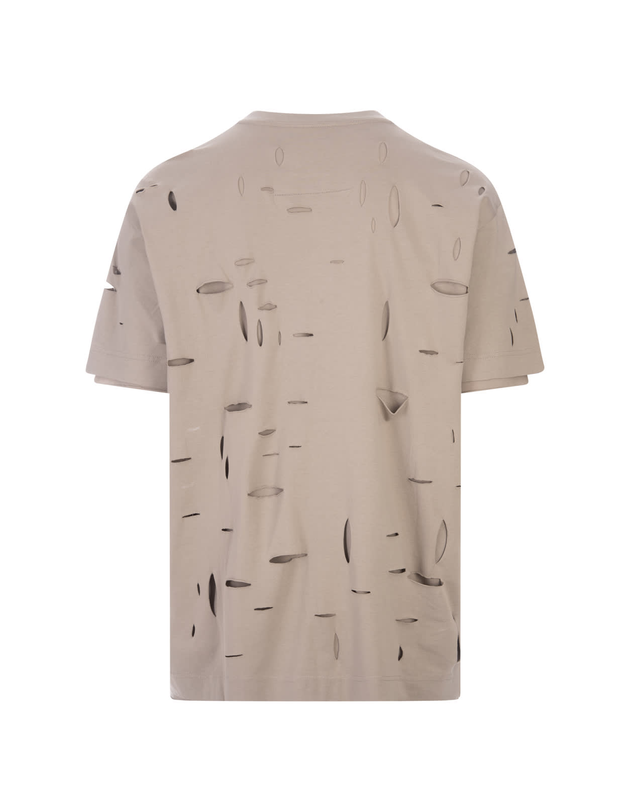 Shop Givenchy Taupe Destroyed T-shirt With Logo In Brown