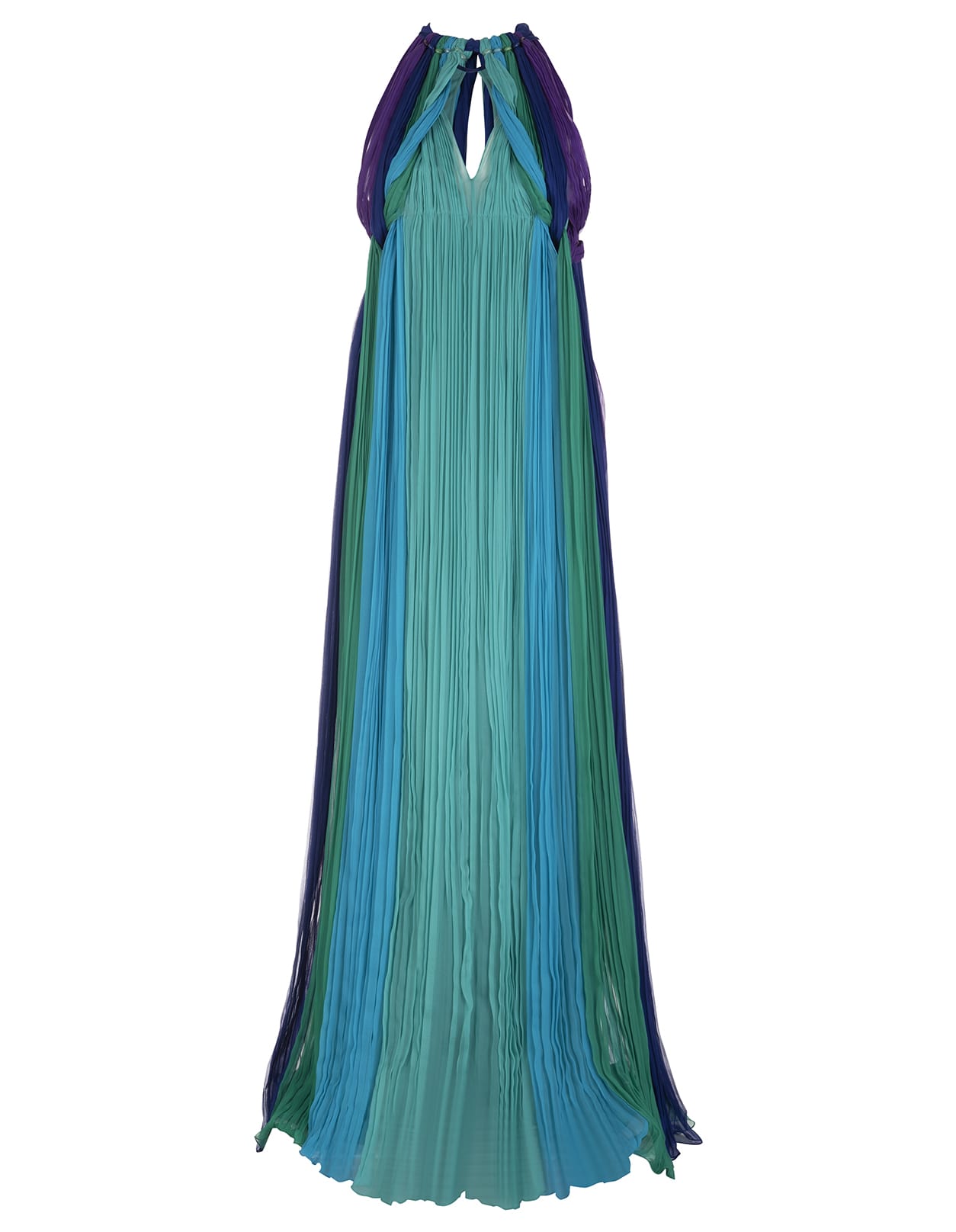 Alberta Ferretti Turquoise Organic Chiffon Long Dress