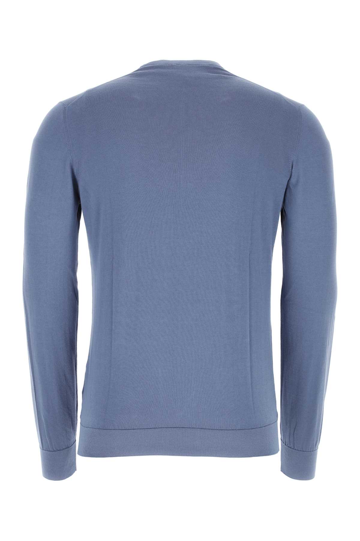 Shop Fedeli Powder Blue Cotton Sweater