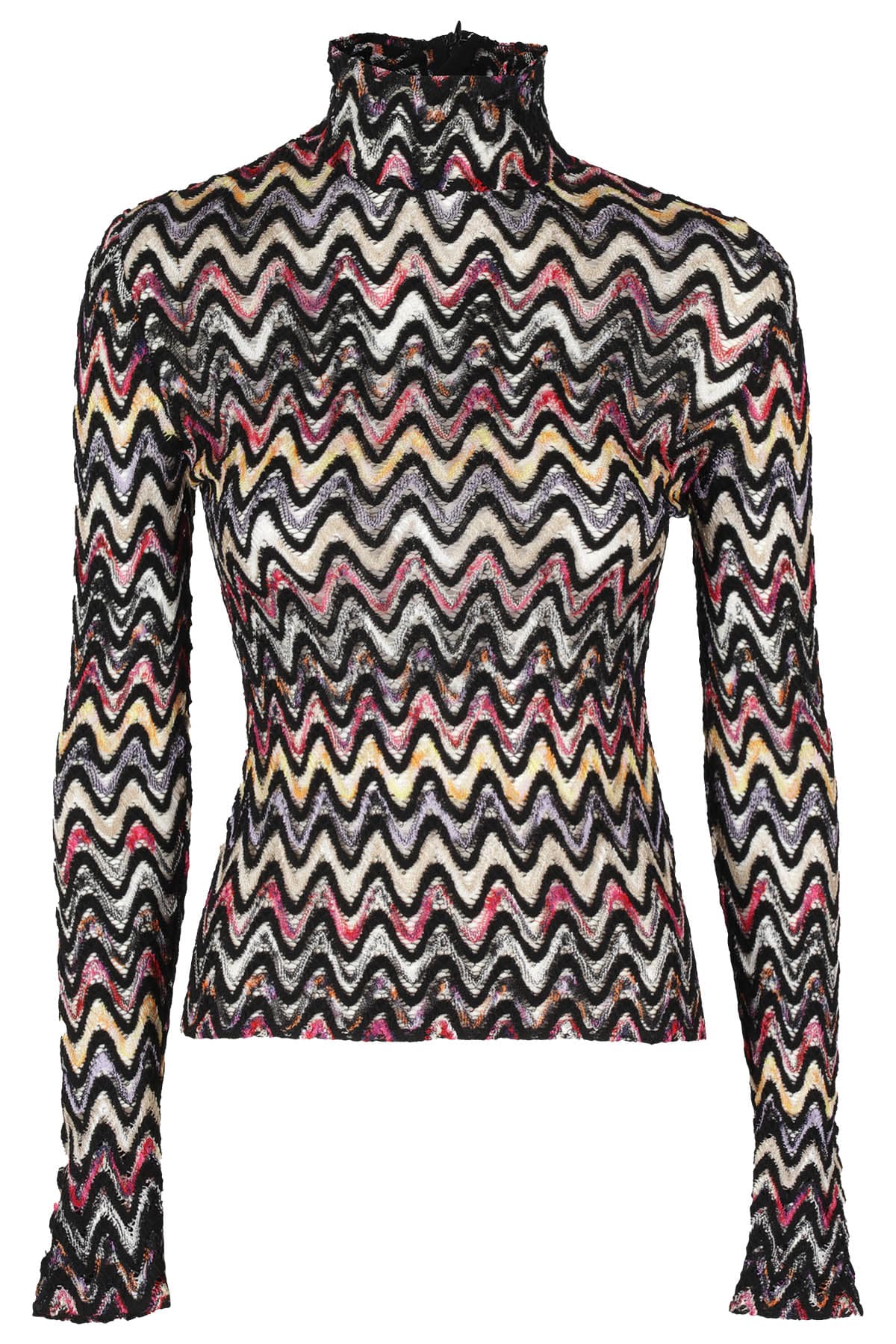 Shop Missoni Turtle-neck Sweater In We Multi Zigzag Black