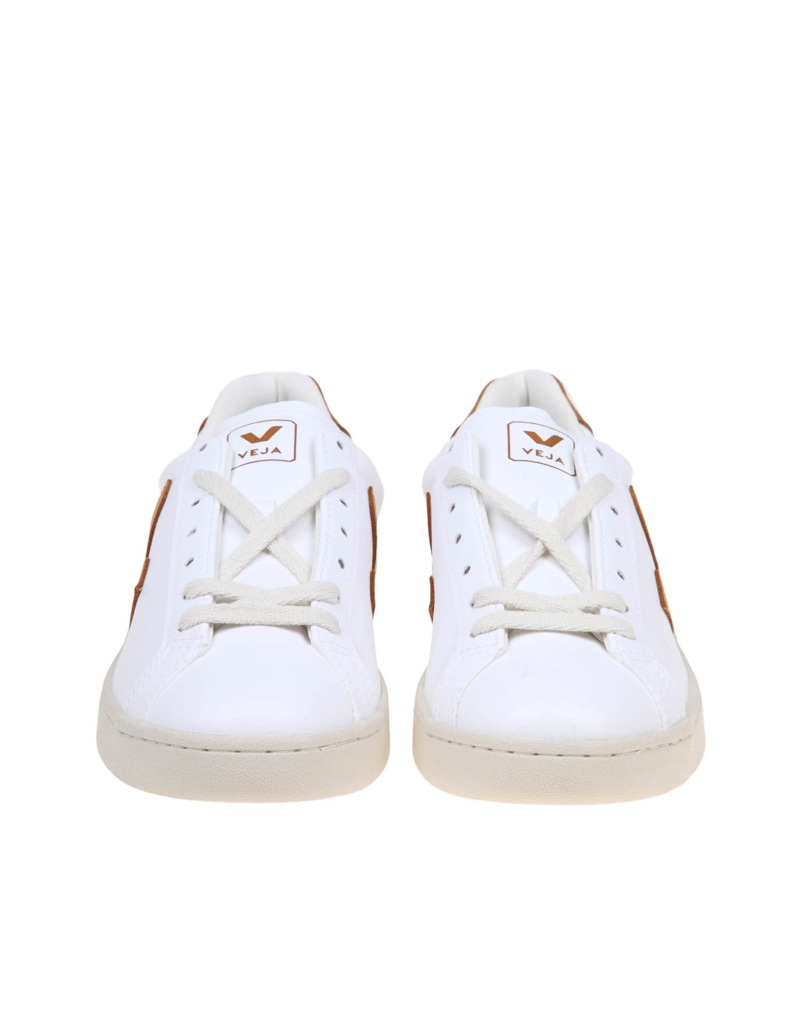 Shop Veja Urca Sneakers In White Coated Cotton In White/camel