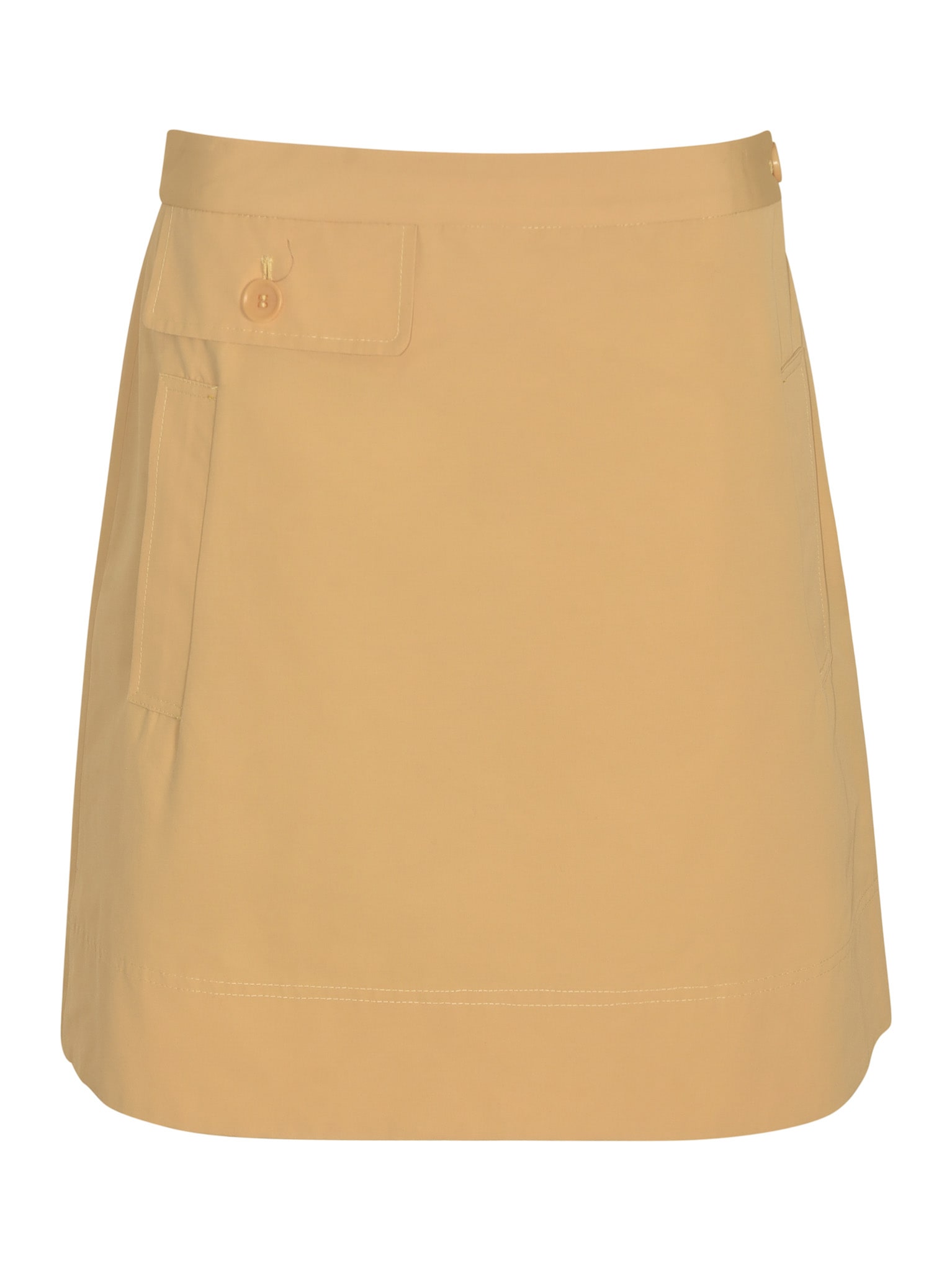Buttoned Pocket Short Plain Skirt