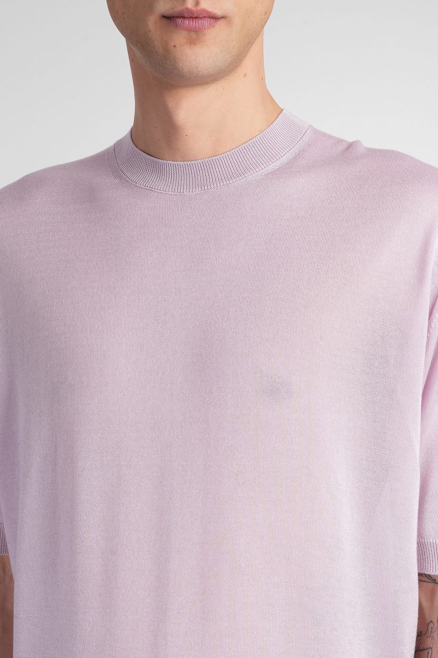 Shop Laneus T-shirt In Lilla Wool And Polyester
