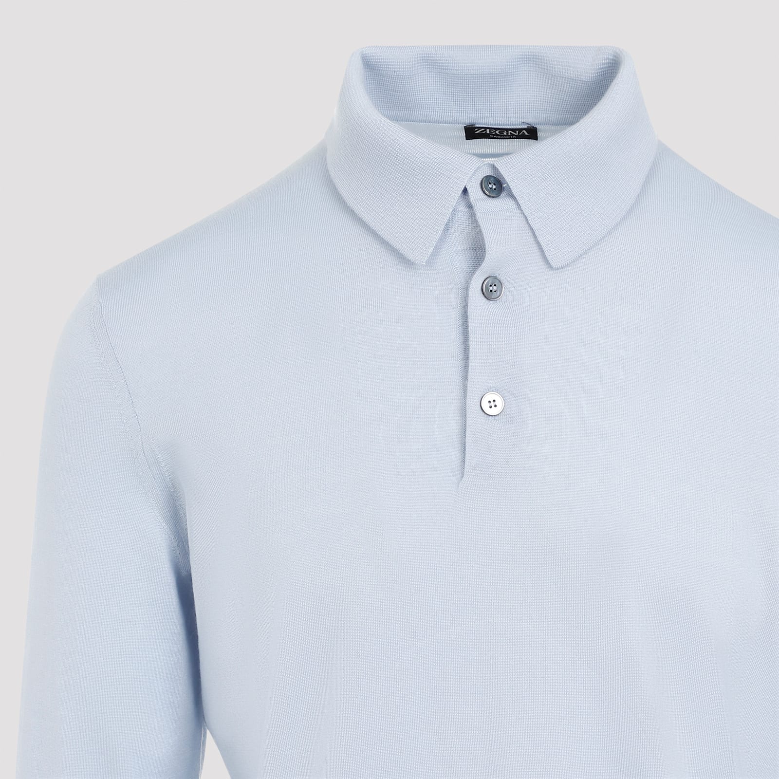 Shop Zegna Cashseta Polo In Blue Chiaro Unito