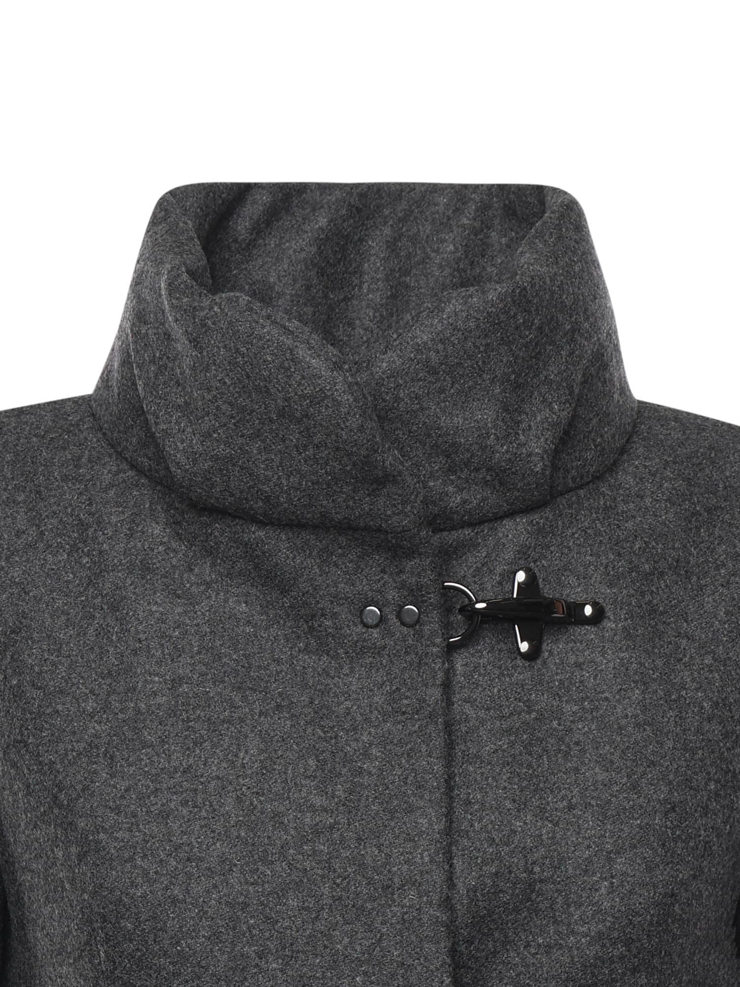 Fay Romantic Coat In Melange Wool Cloth In Gray