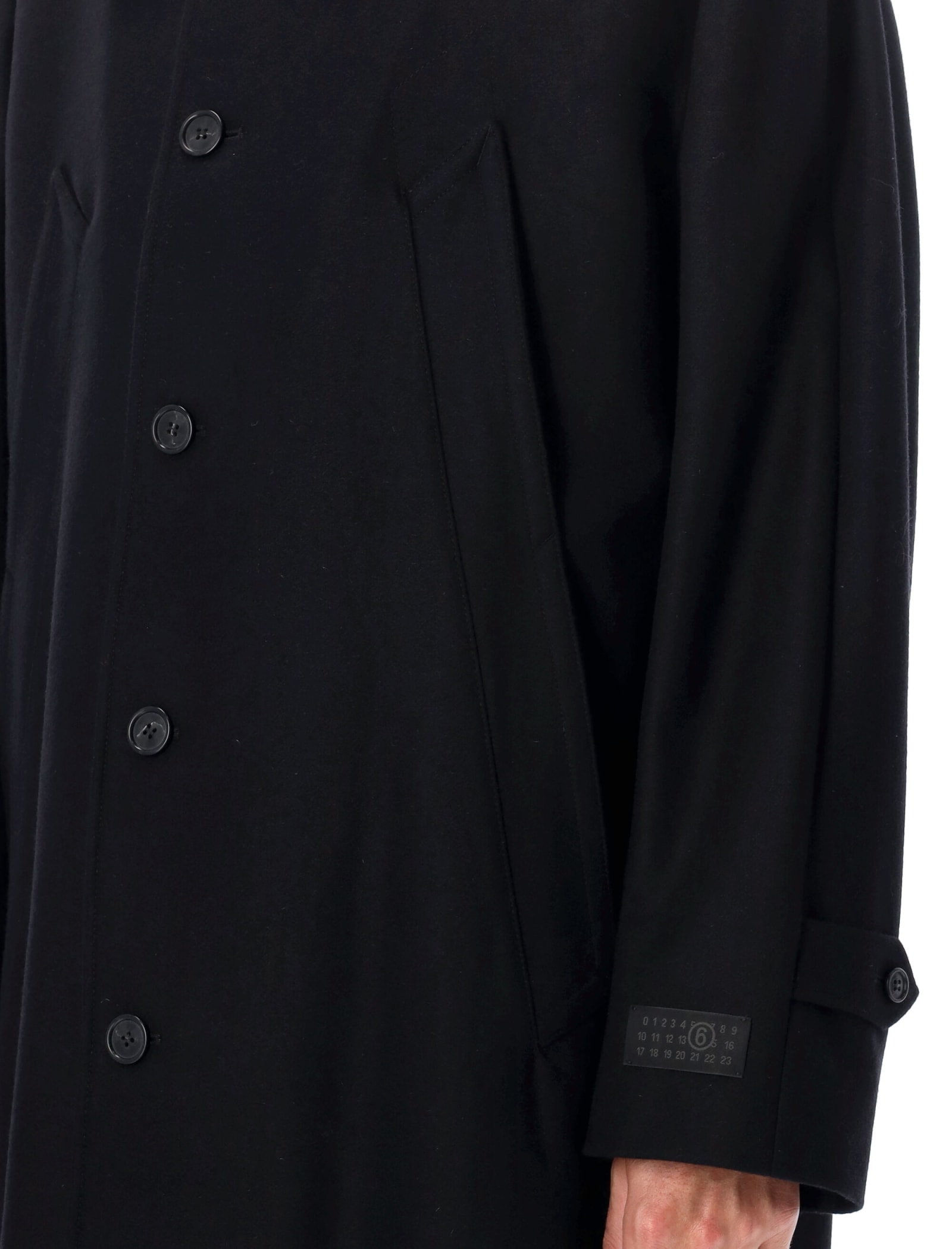 Shop Mm6 Maison Margiela Long Coat In Black