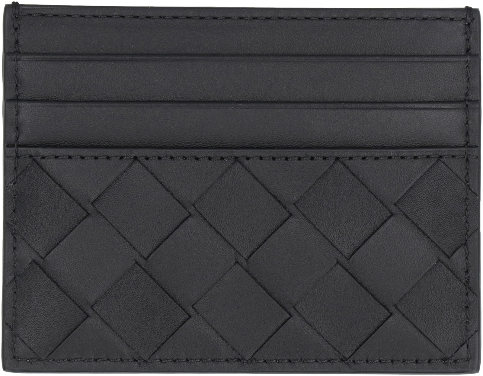 Shop Bottega Veneta Intrecciato Card Case In Black