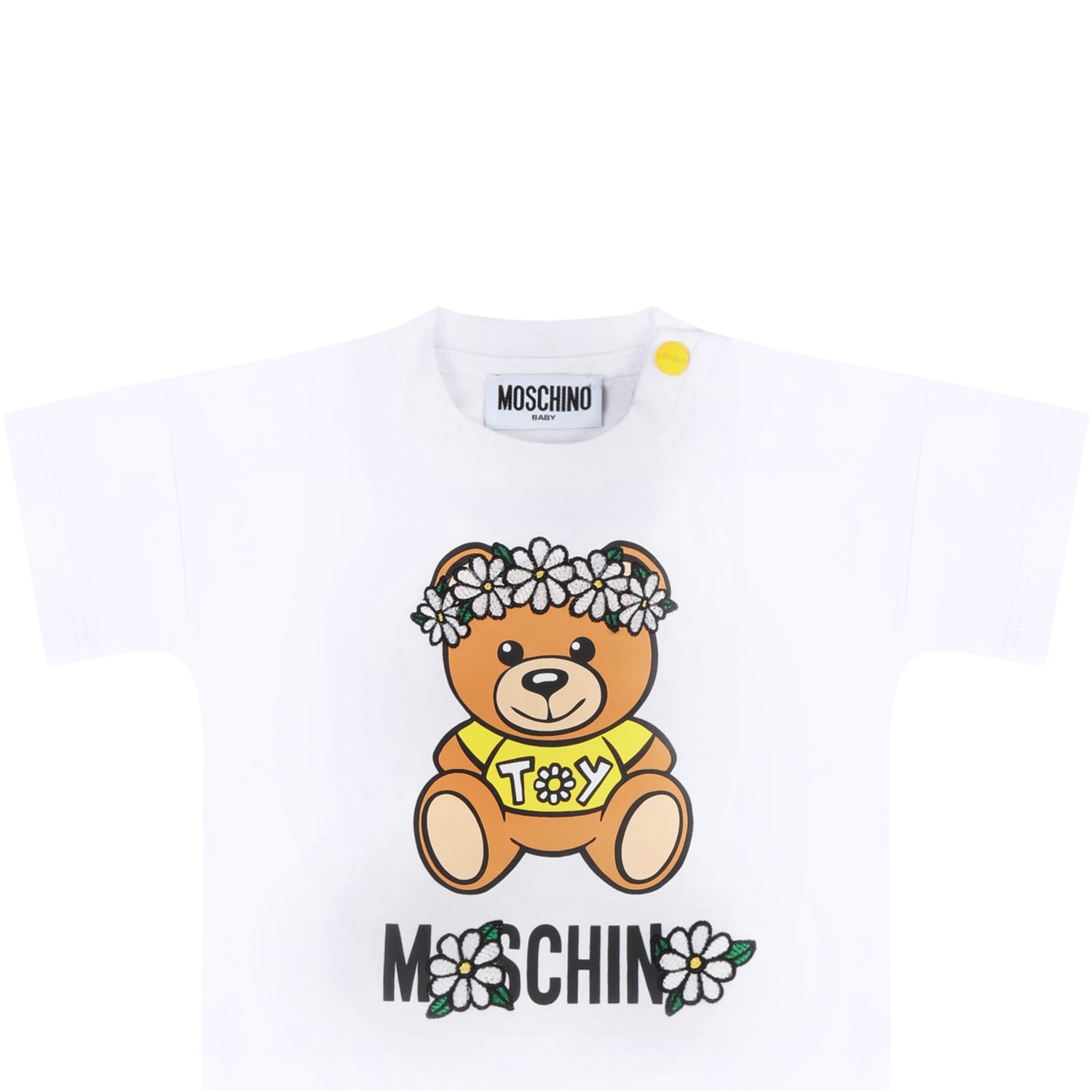 Moschino White T-shirt For Babygirl With Logo