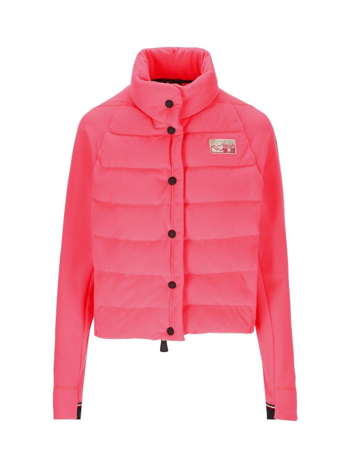 Shop Moncler Logo Patch Buttoned Jacket In Rosa