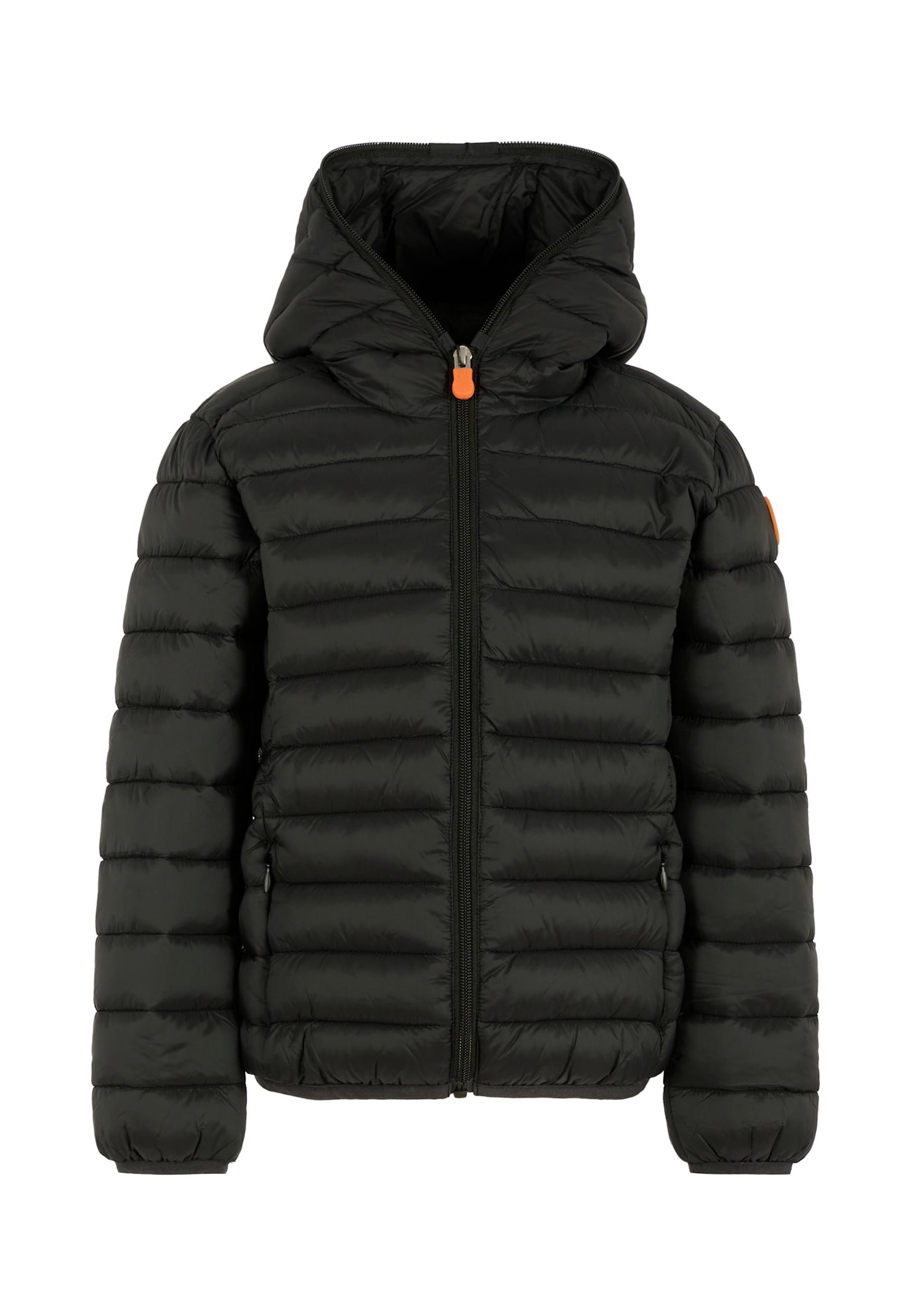 Save The Duck Black Dony Down Jacket For Boy With Logo In Black