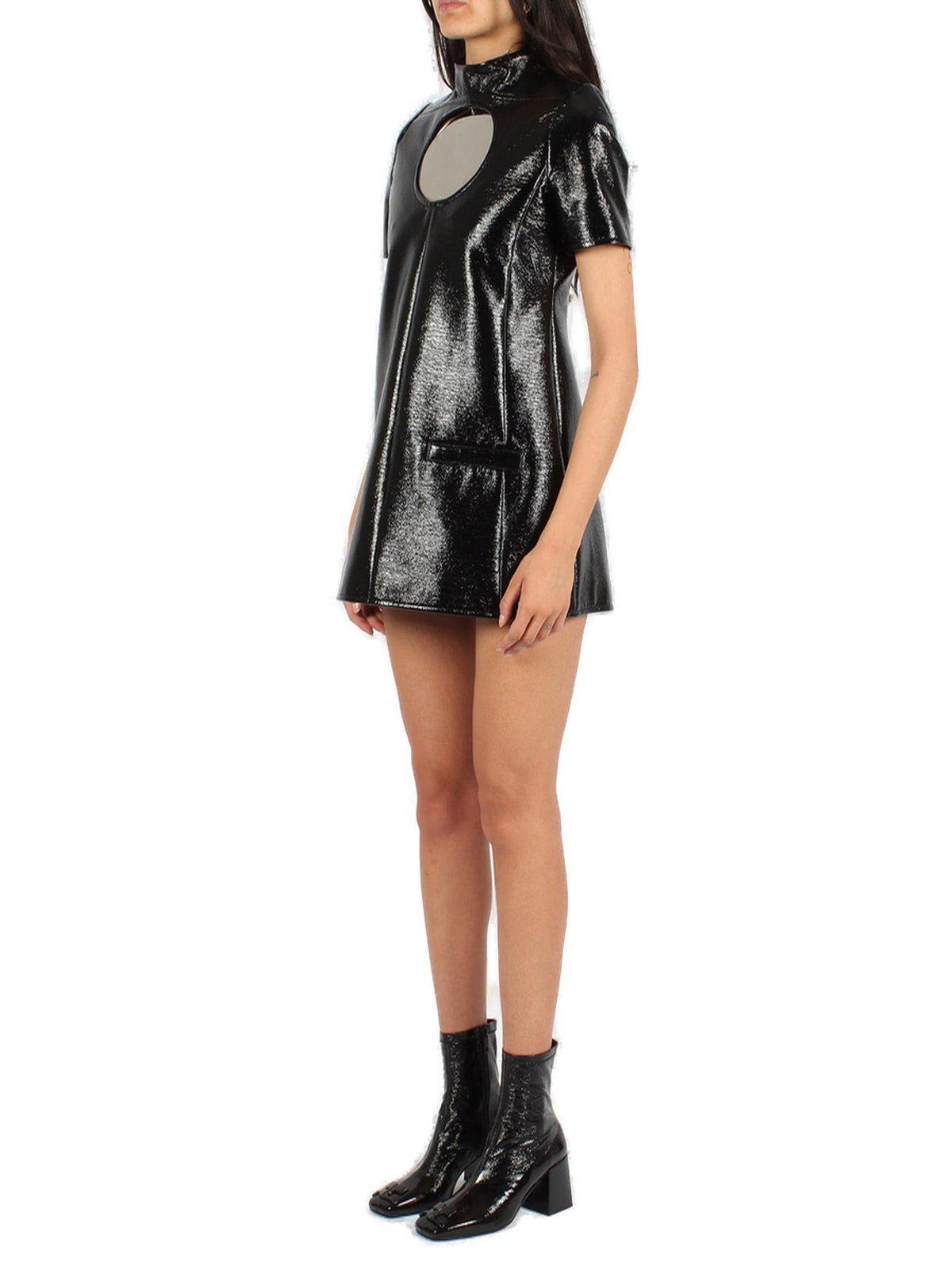 Shop Courrèges Cut-out Short-sleeved Mini Dress In Black