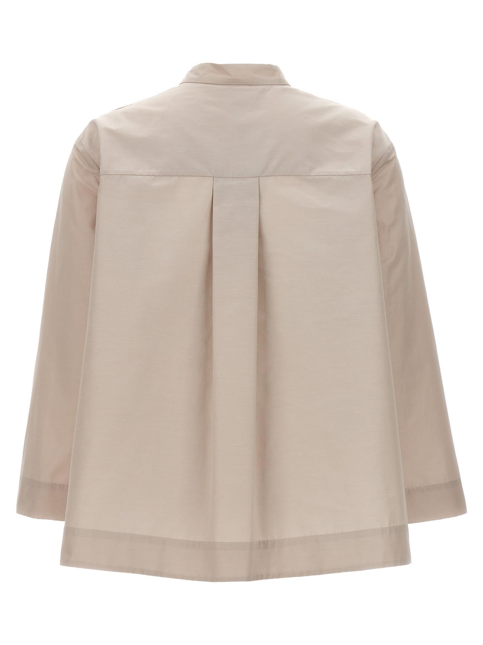 's Max Mara 'helene' High-low Hem Pleated Back Shirt In Gray