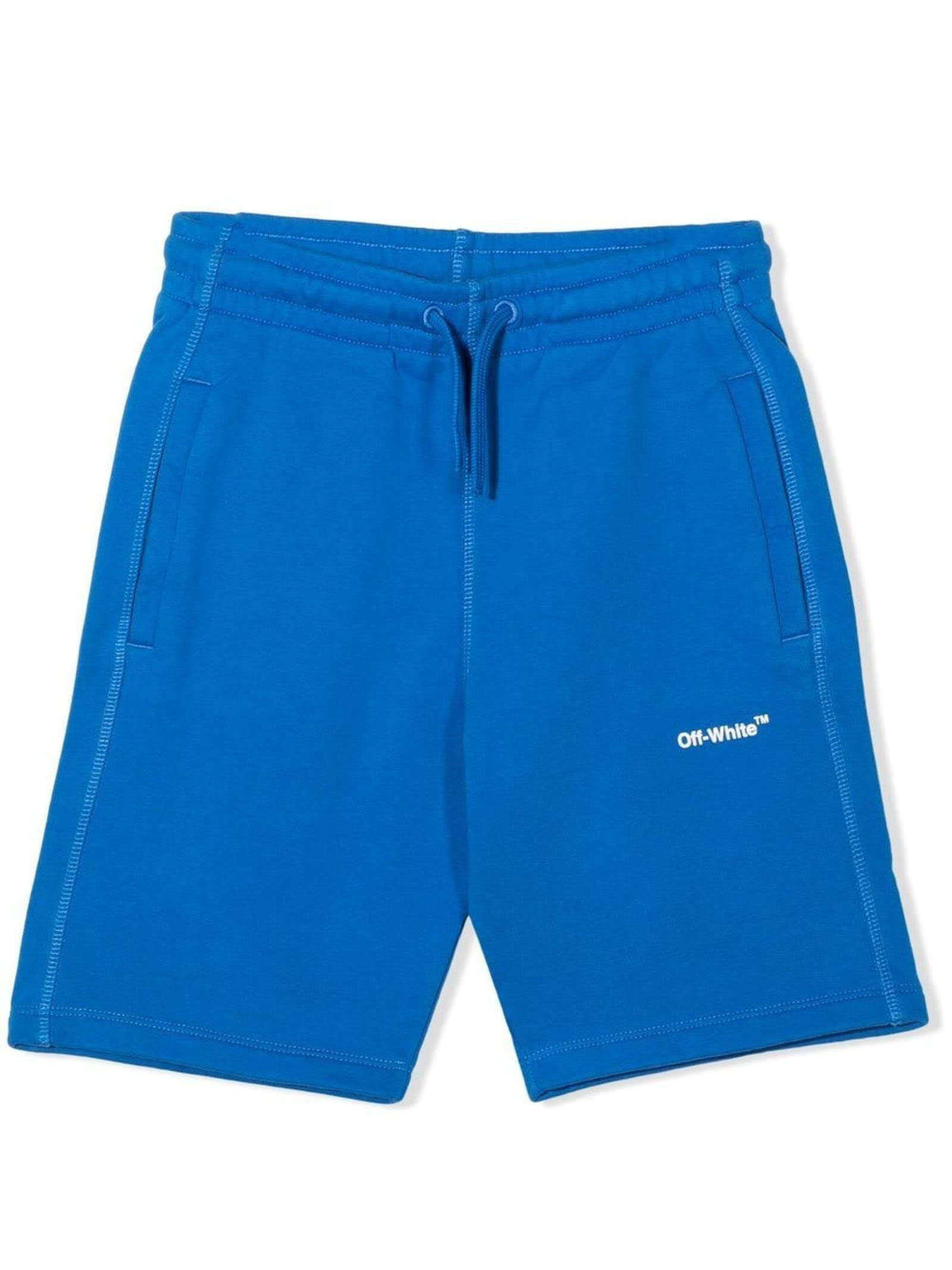 Off-White Blue Cotton Shorts