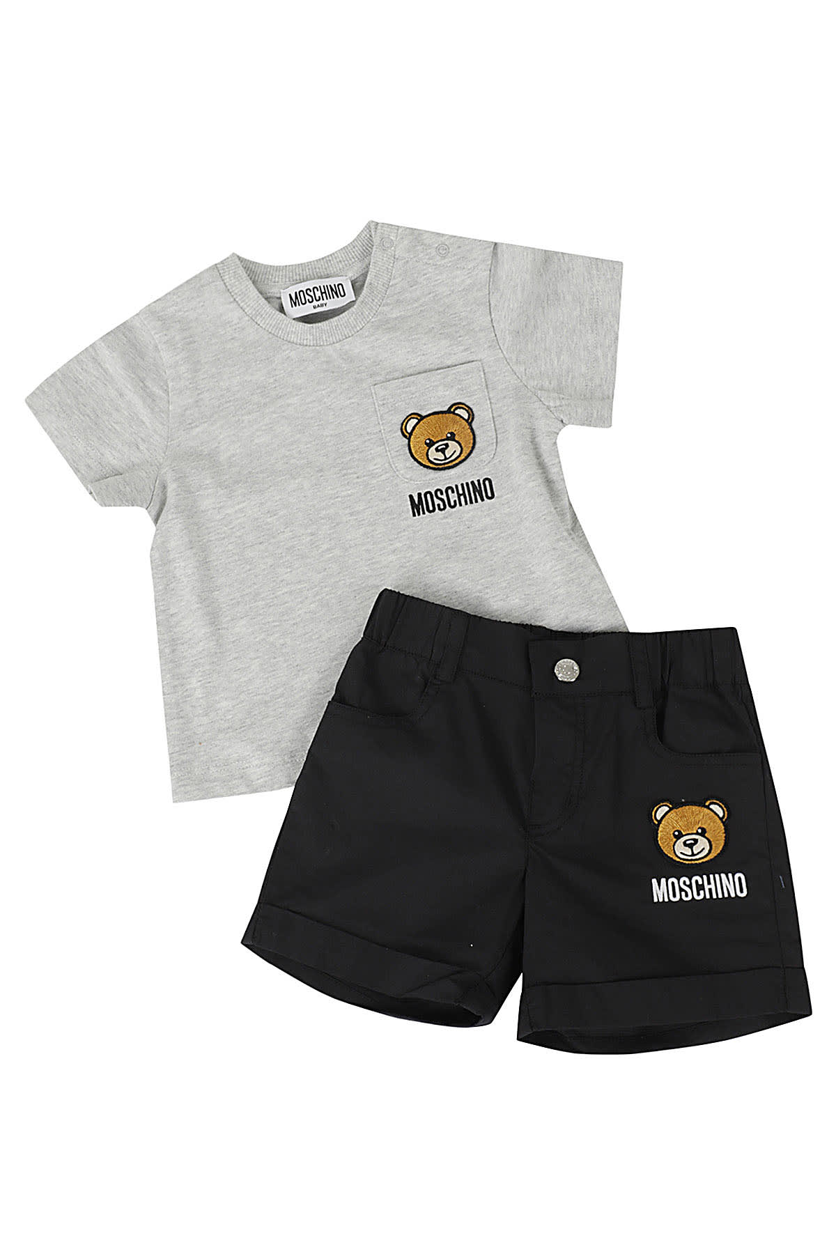 Moschino Babies' 2 Pz Tshirt Shorts In Grigio Chiaro
