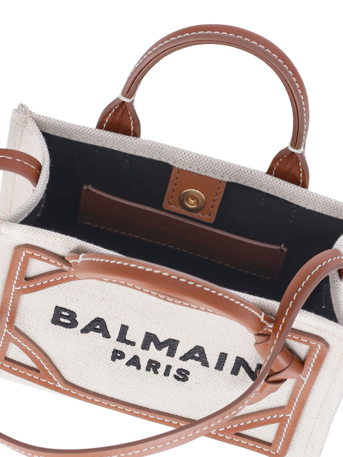 Shop Balmain B-army Mini Tote Bag In Beige