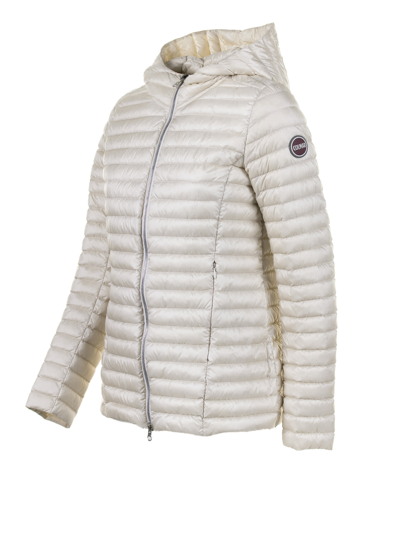 Shop Colmar White Down Jacket With Hood In Porcellana