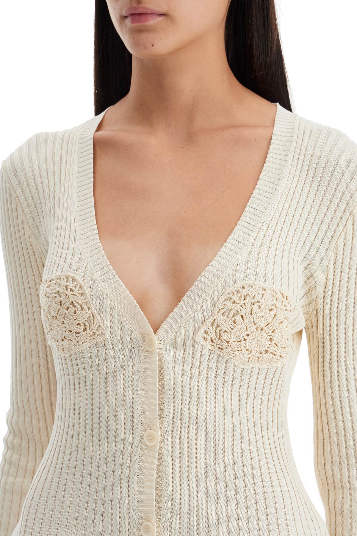 Shop Magda Butrym Crochet Insert Cardigan With Eight In Cream