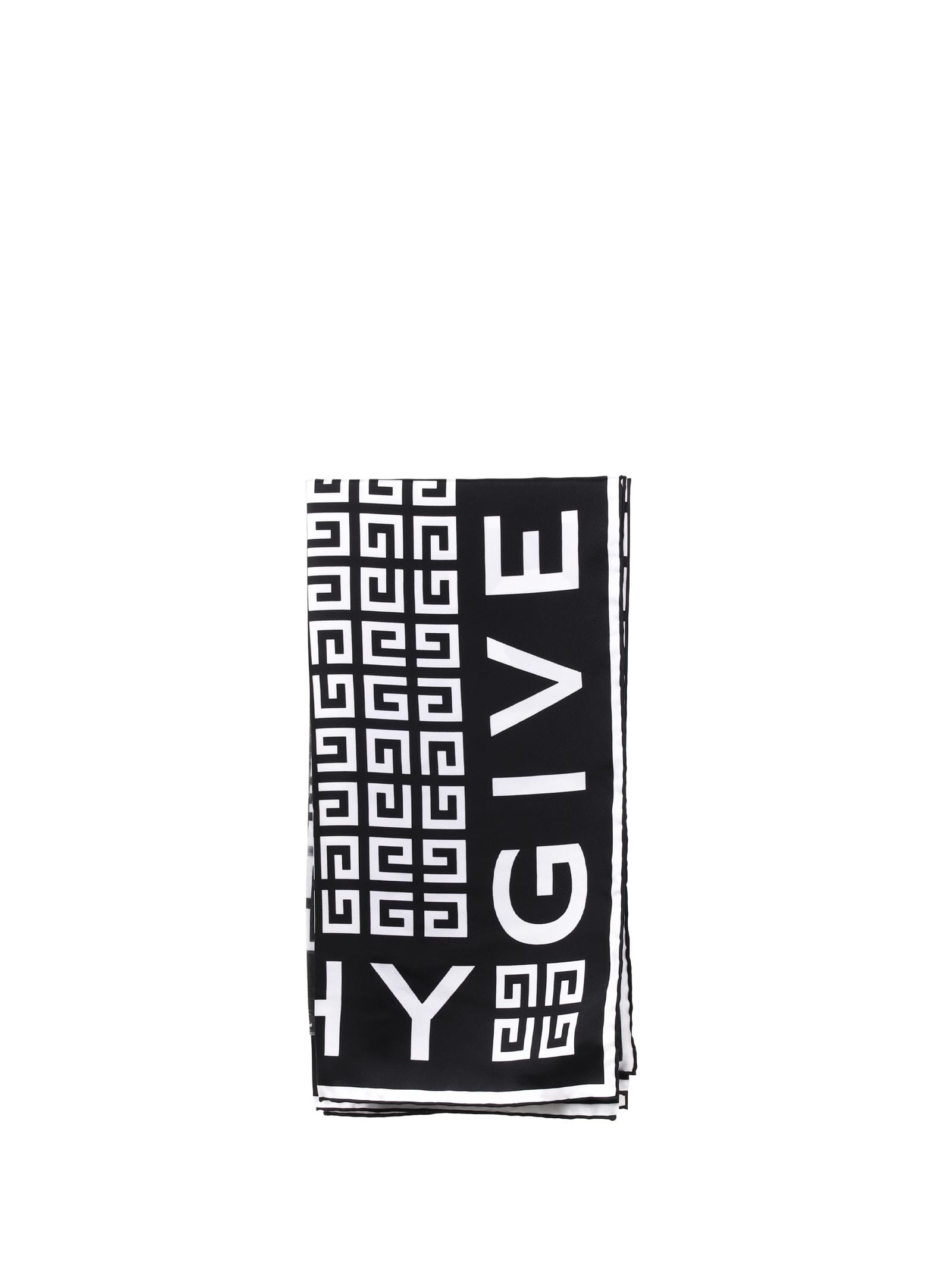 Givenchy Logo-print Silk Scarf In Black/ White | ModeSens