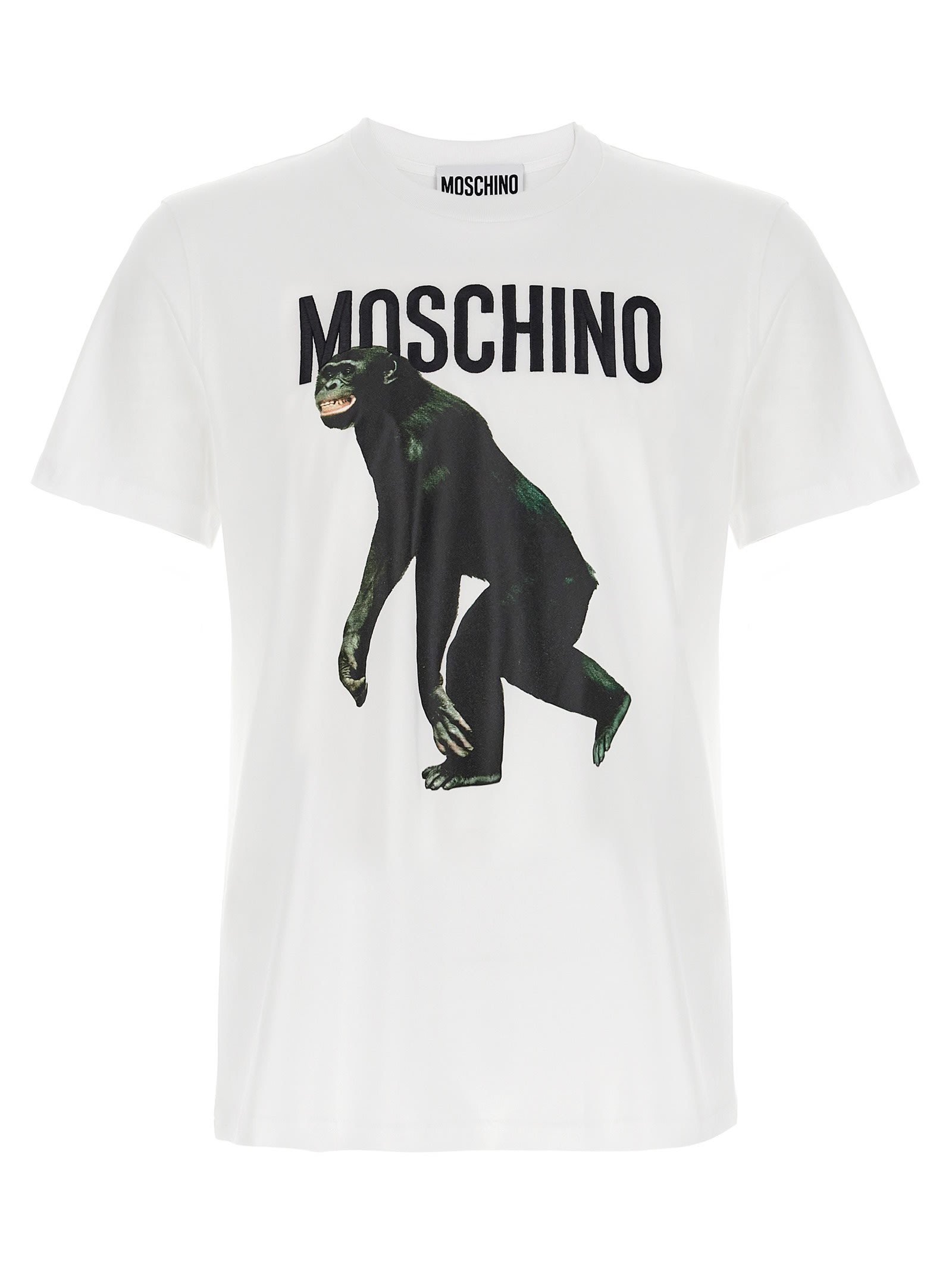Moschino T-shirt Chimpanzee Print In Yellow