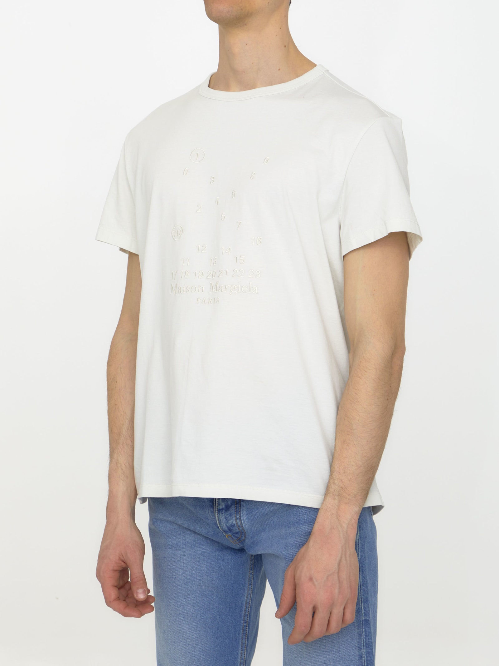 Shop Maison Margiela Numerical Logo T-shirt In White