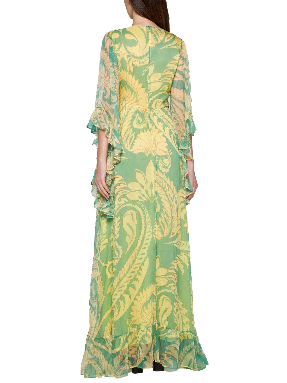 Shop Etro Allover Graphic Printed V-neck Maxi Dress In Multicolore