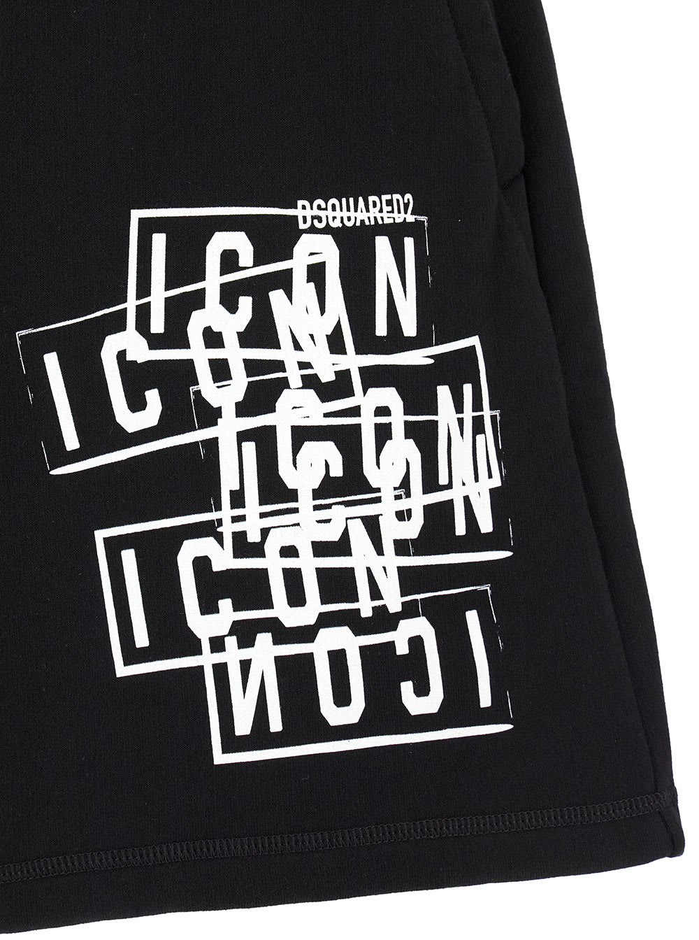 Dsquared2 Black Bermuda Shorts With Icon Logo Print In Cotton Man In Black