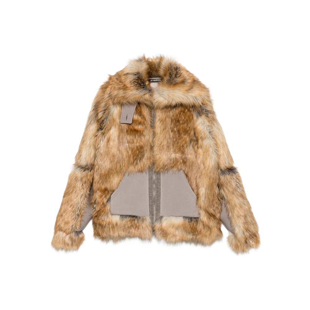 Ottolinger Womens Oversized Furry Faux-fur Jacket In Gold