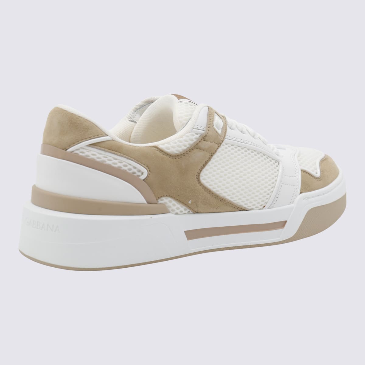 Shop Dolce & Gabbana White And Beige Sneakers In White/beige