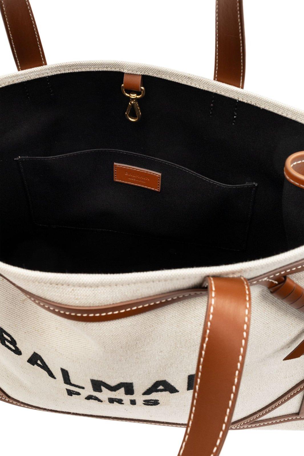 BALMAIN B-ARMY LOGO-EMBROIDERED TOP HANDLE BAG