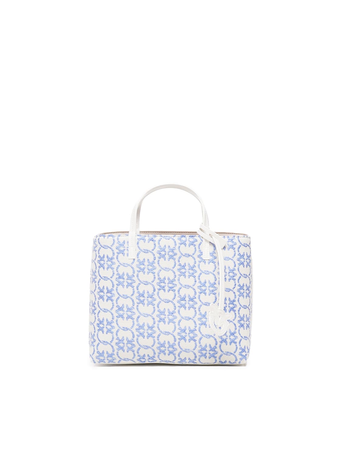 Shop Pinko Classic Fabric Shopper Bag In Blue