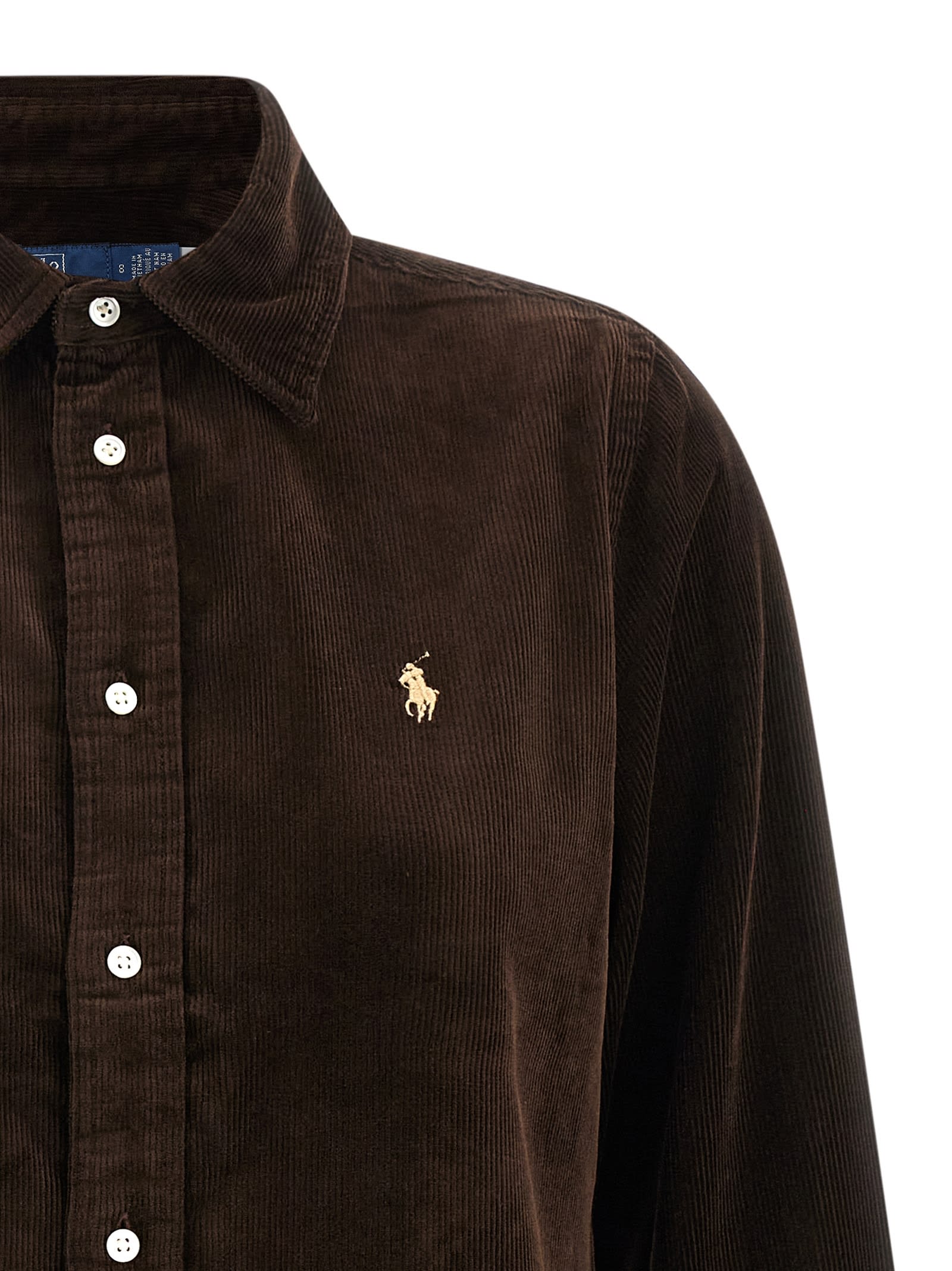 Polo Ralph Lauren Womens Dark Beech Polo-pony Embroidered Cotton-corduroy Shirt In Brown