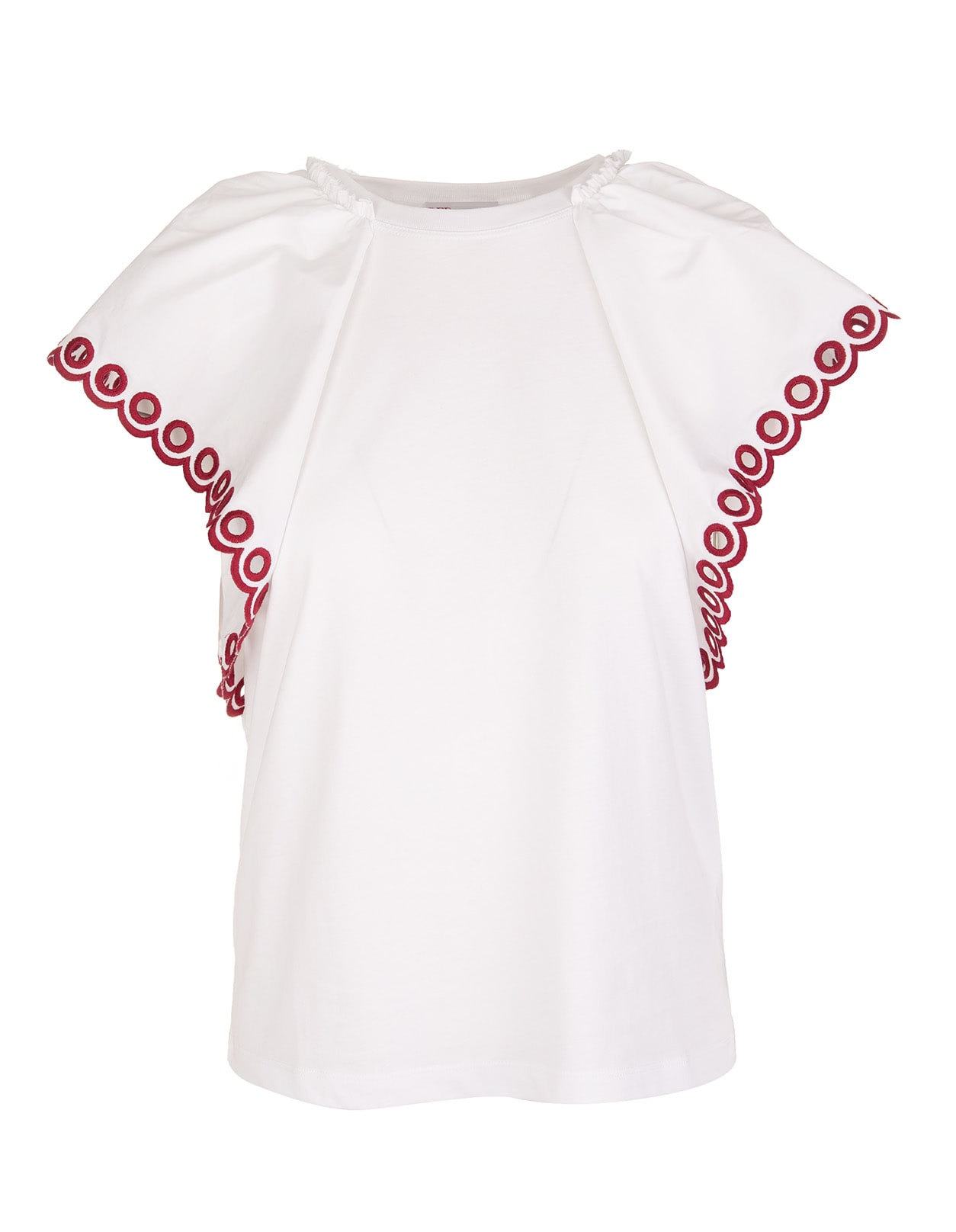 RED Valentino White T-shirt With Sangallo Embroidery