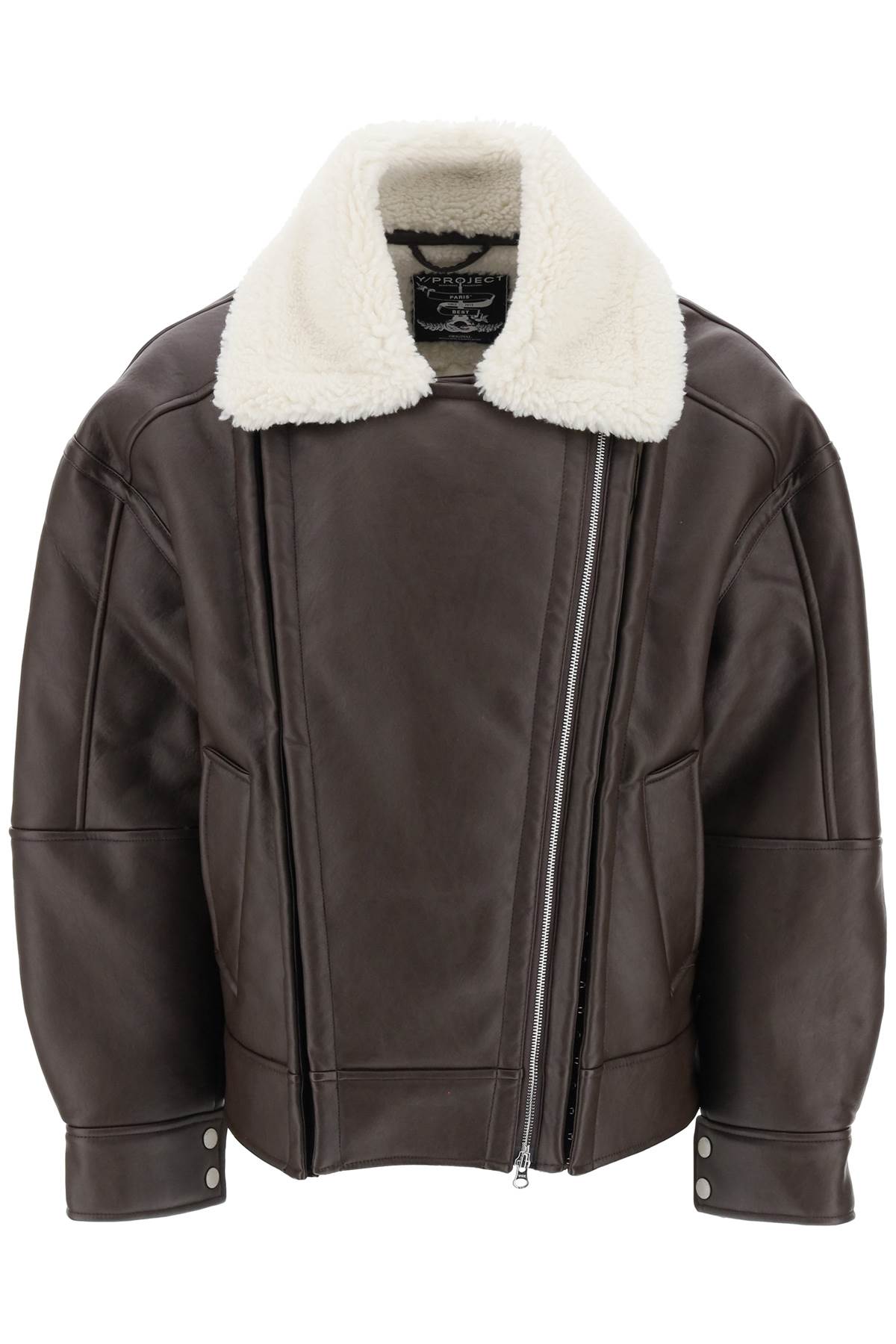 Y/PROJECT HOOK-AND-EYE FAUX SHEARLING AVIATOR JACKET
