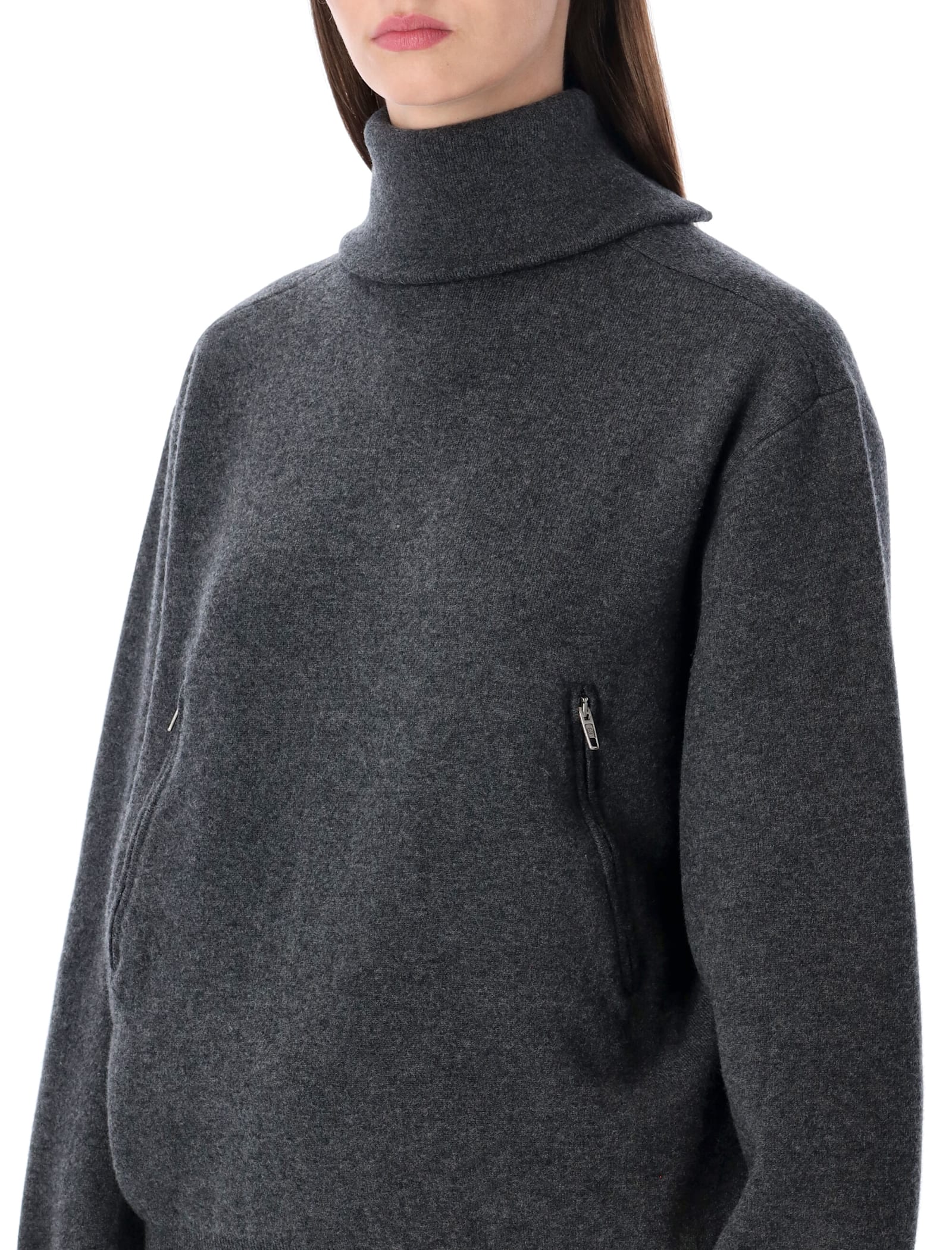 Balenciaga Back-to-front Wool Turtleneck Sweater In Anthracite In Gray