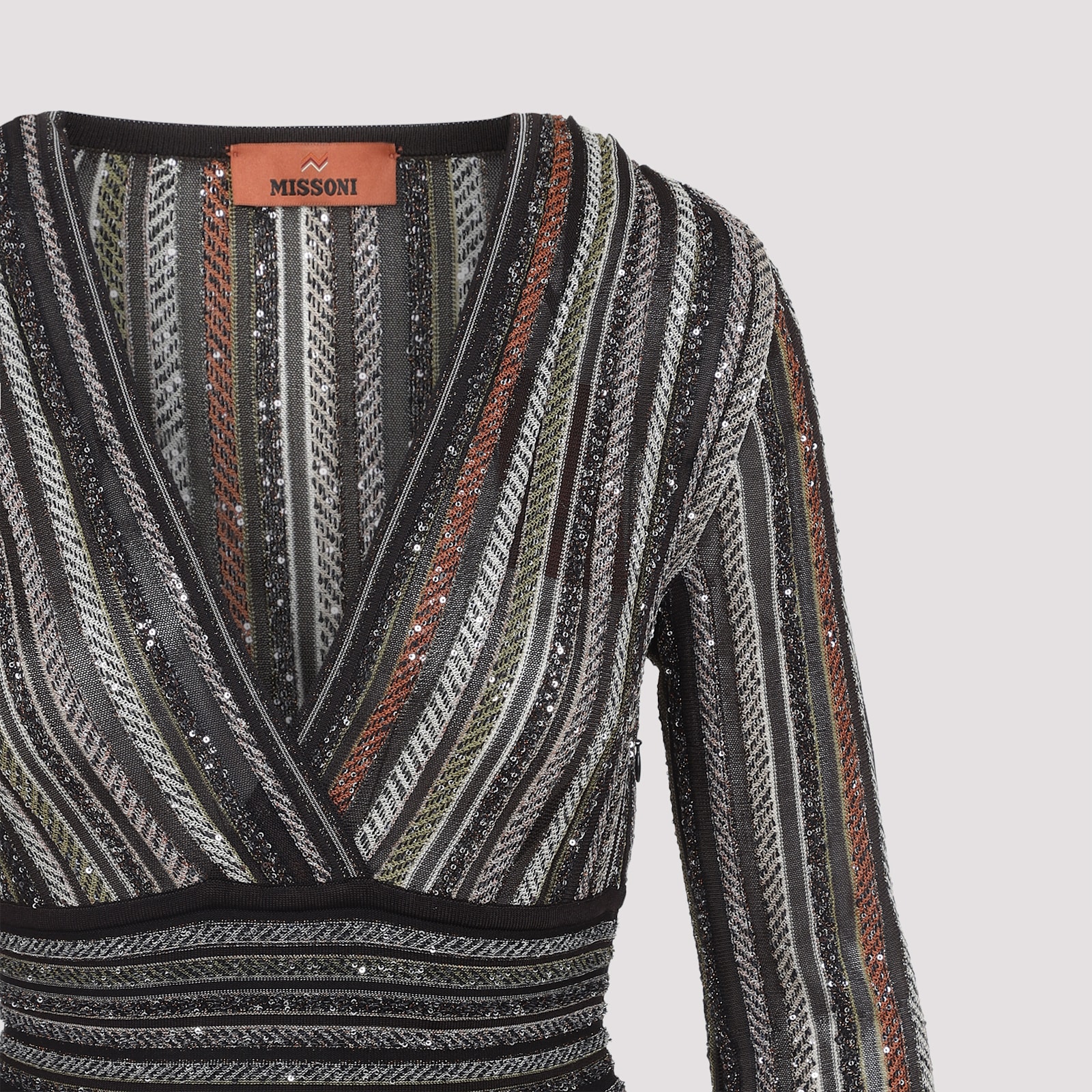 Missoni Sequined Striped Gown In Gray