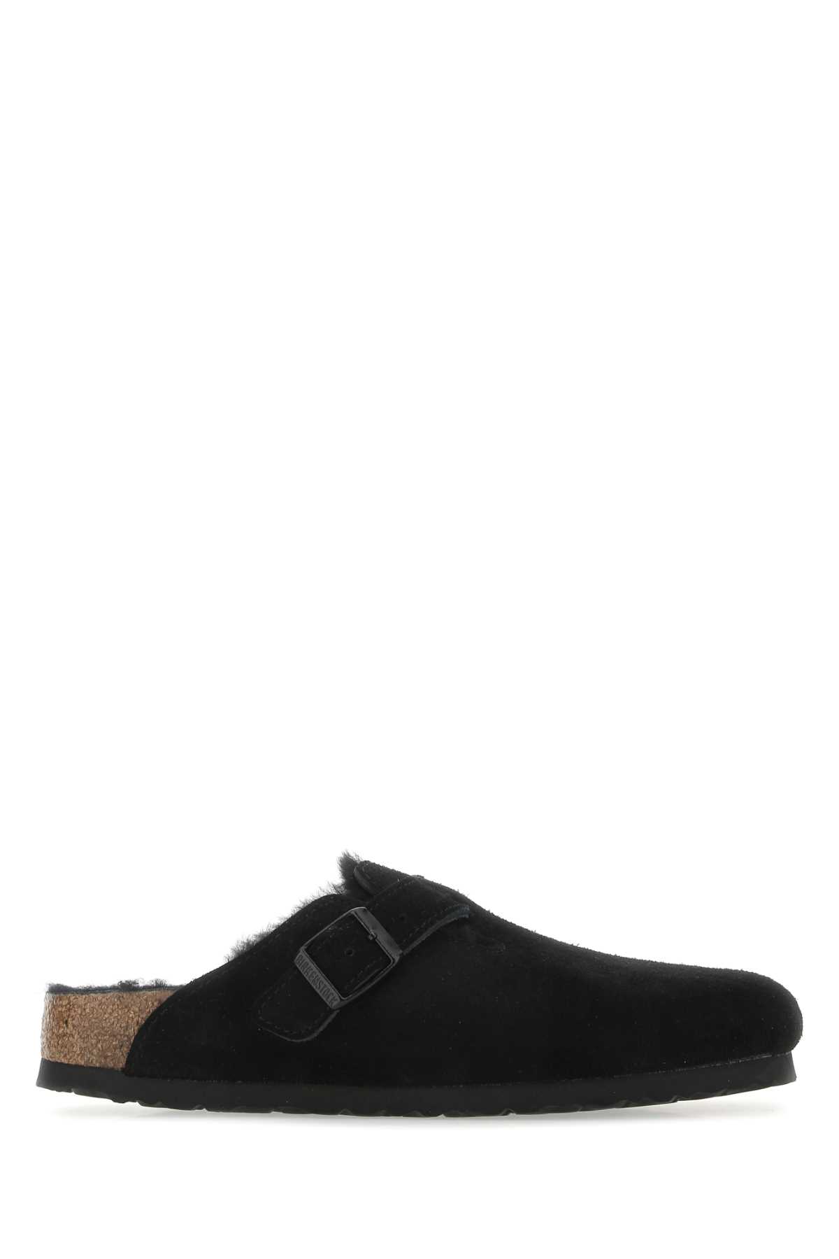 Black Suede Boston Slippers