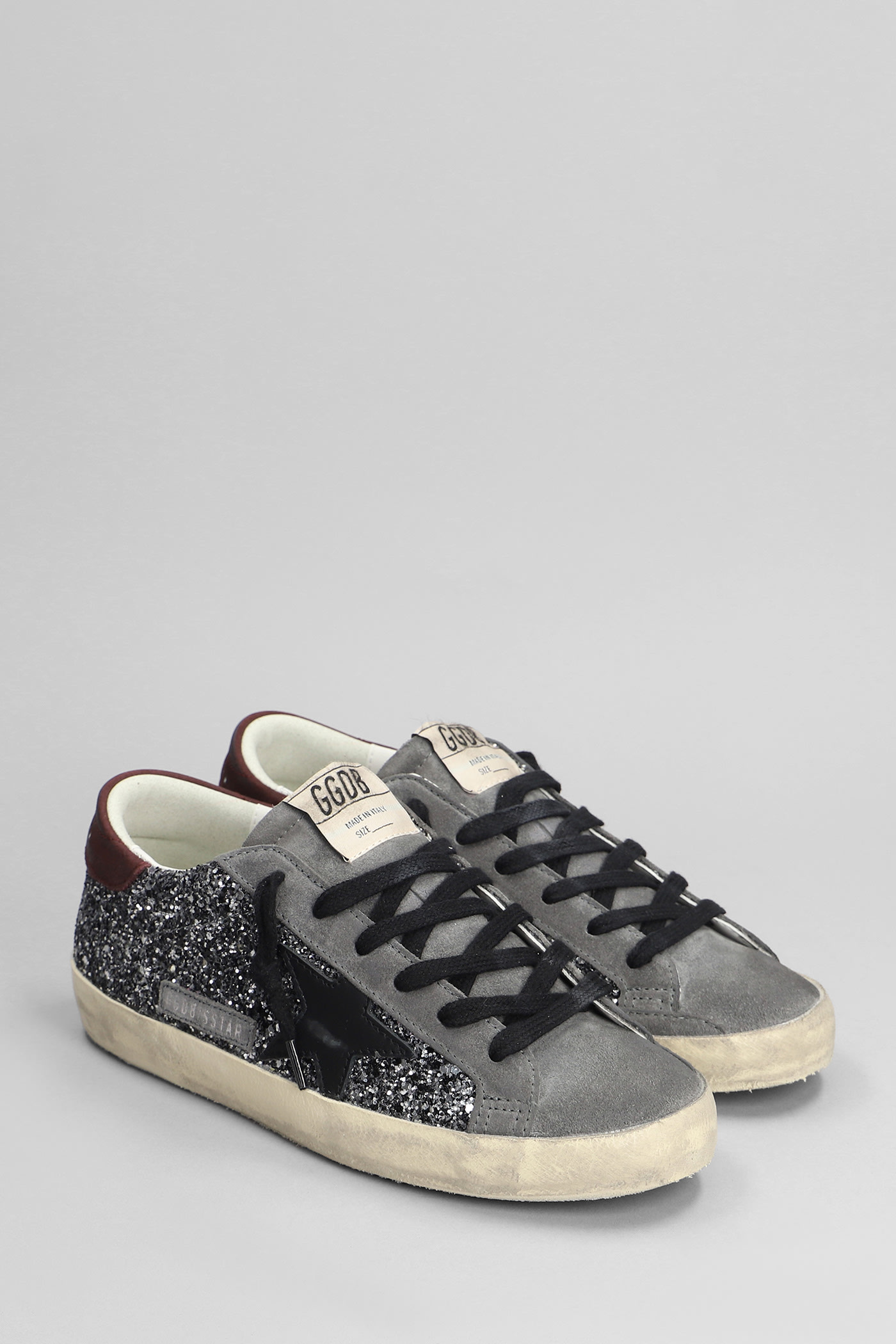 Golden Goose Glitter Super Star Sneakers In Gray