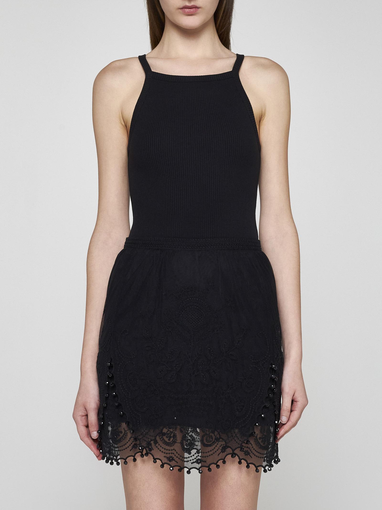 Shop Isabel Marant Viny Lace Miniskirt In Black