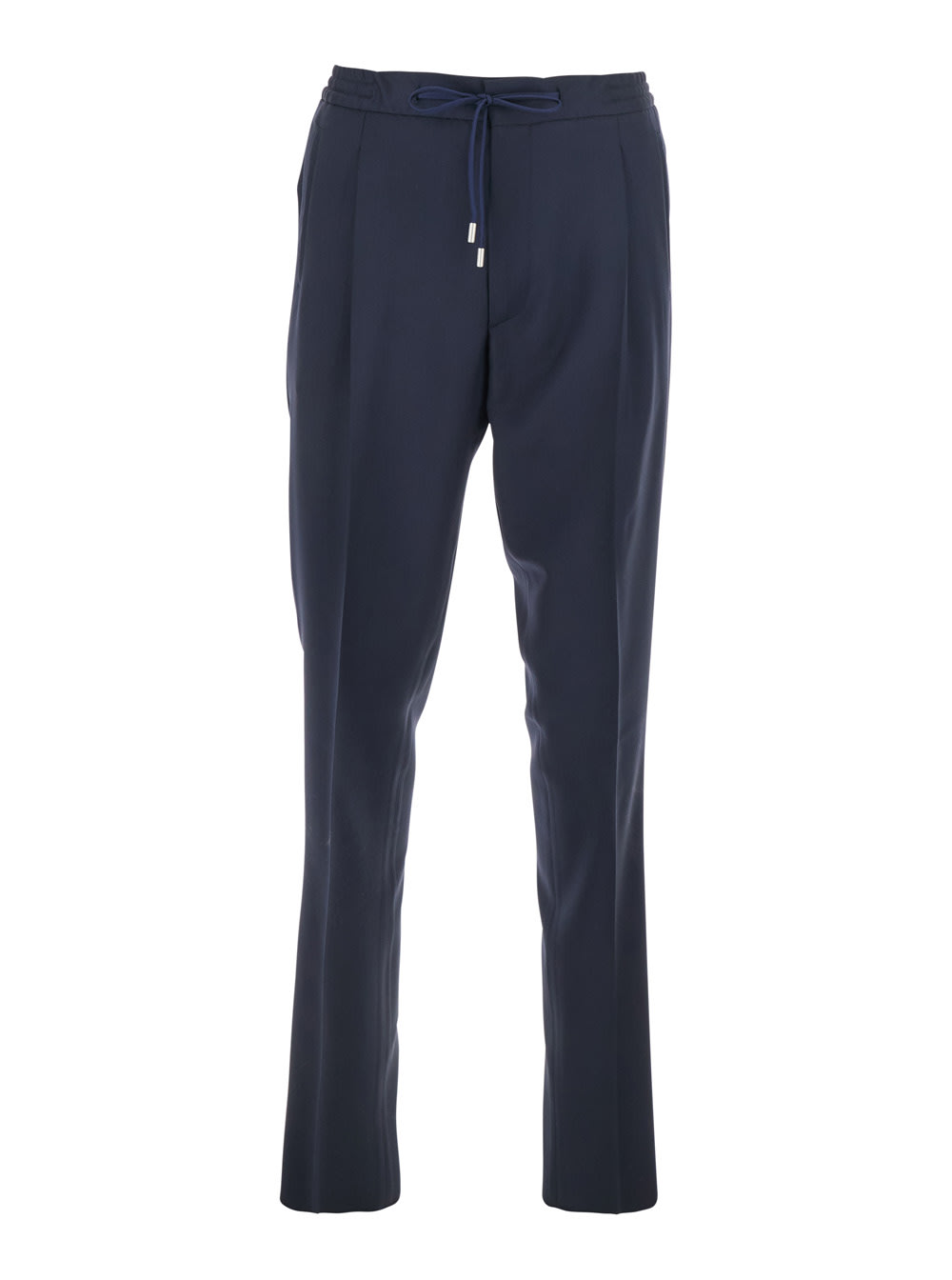Lardini Blue Pants With Elastic Waist And Drawstring In Virgin Wool Man In Blu