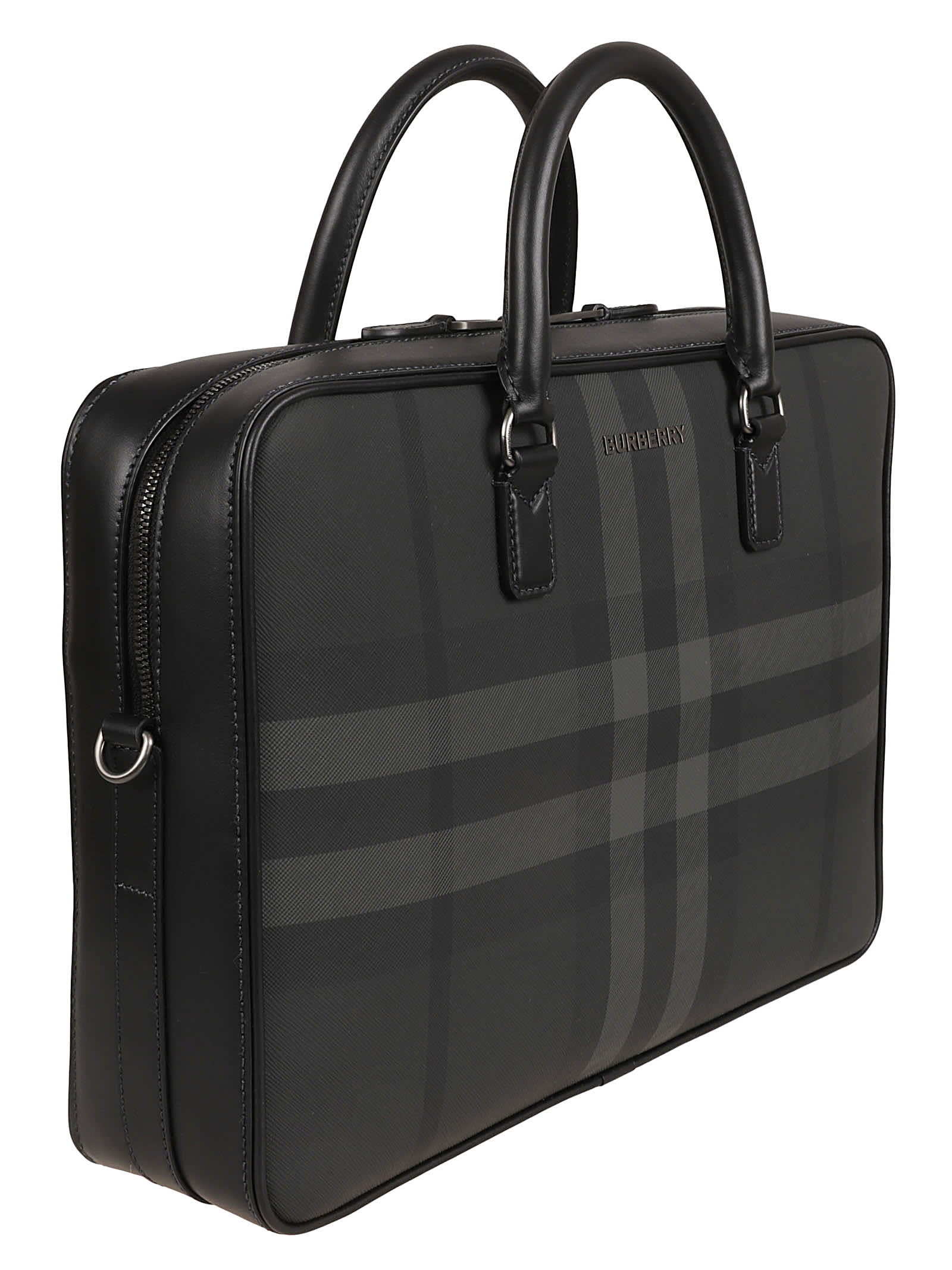 Shop Burberry Ainsworth Briefcase In Charcoal