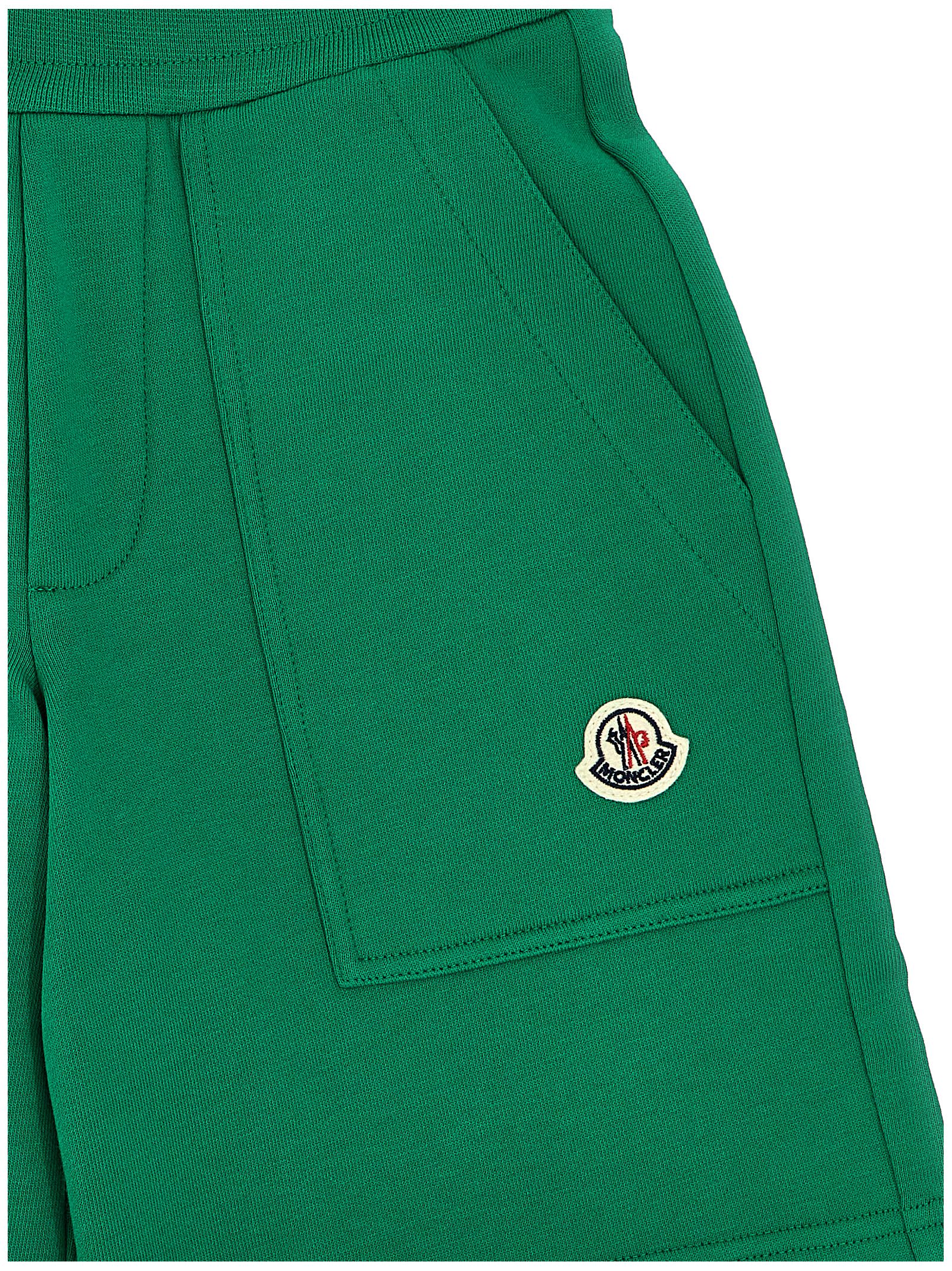 Shop Moncler Logo Patch Bermuda Shorts In Green