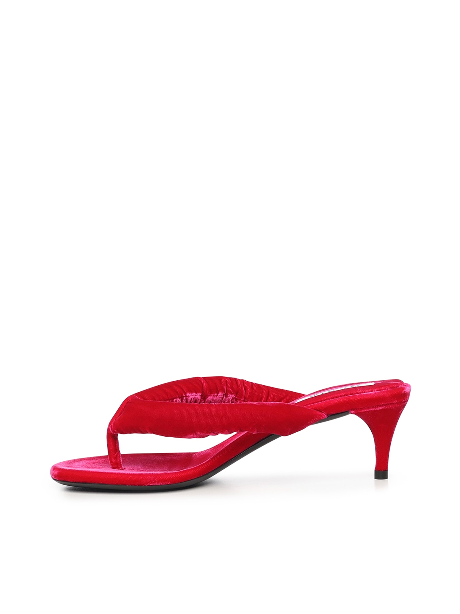 Alaïa Velvet Heeled Flip-flop Mule In Red