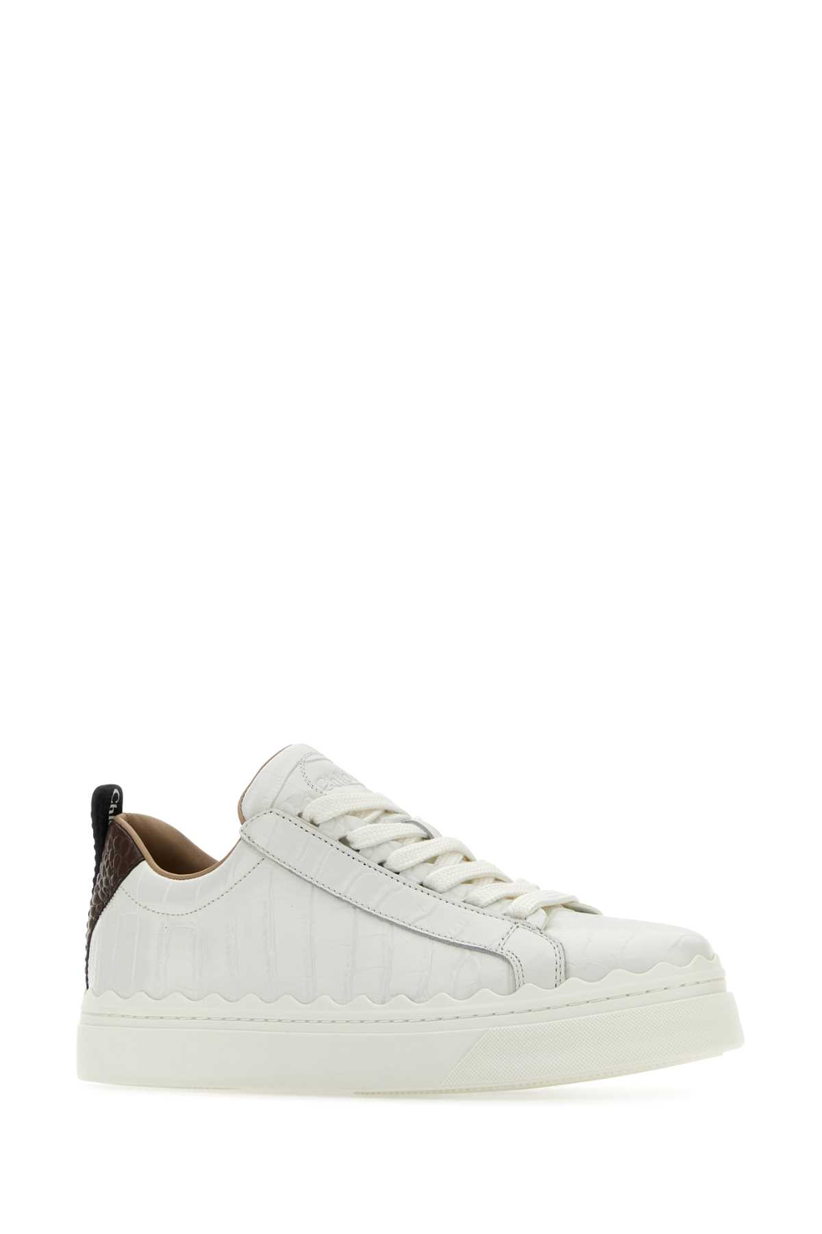 Chloé White Leather Trainers In Whitebrown1