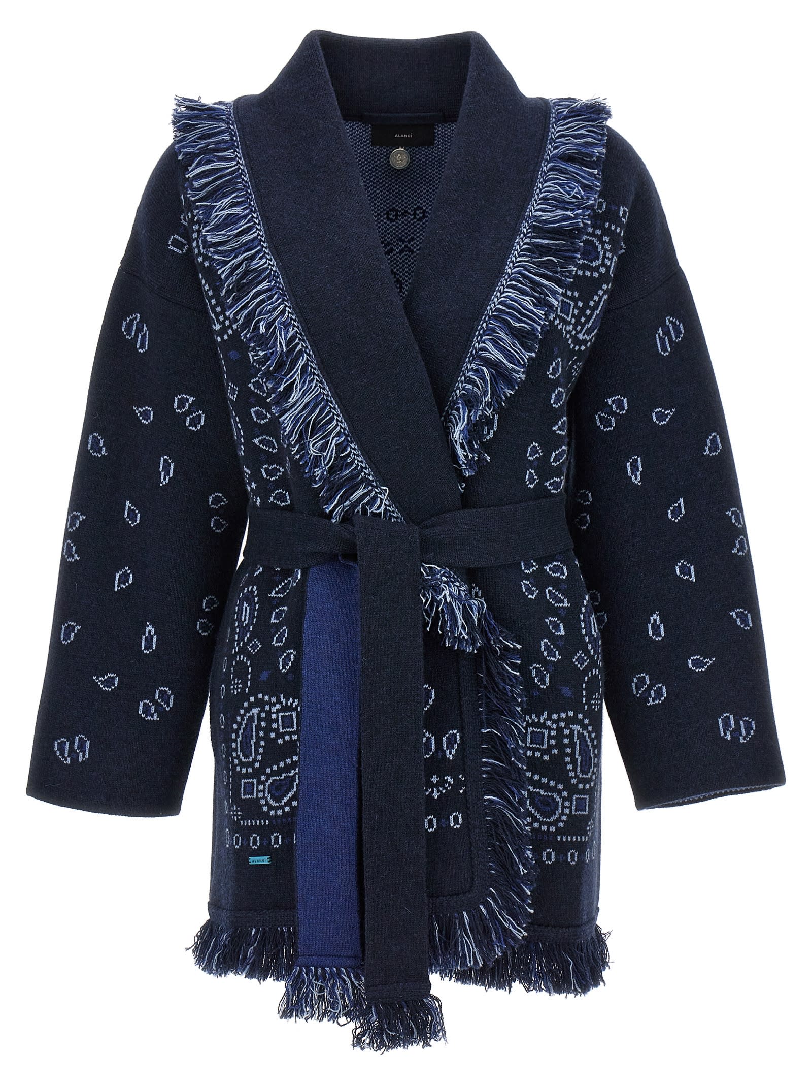 Shop Alanui Bandana Cardigan In Blue