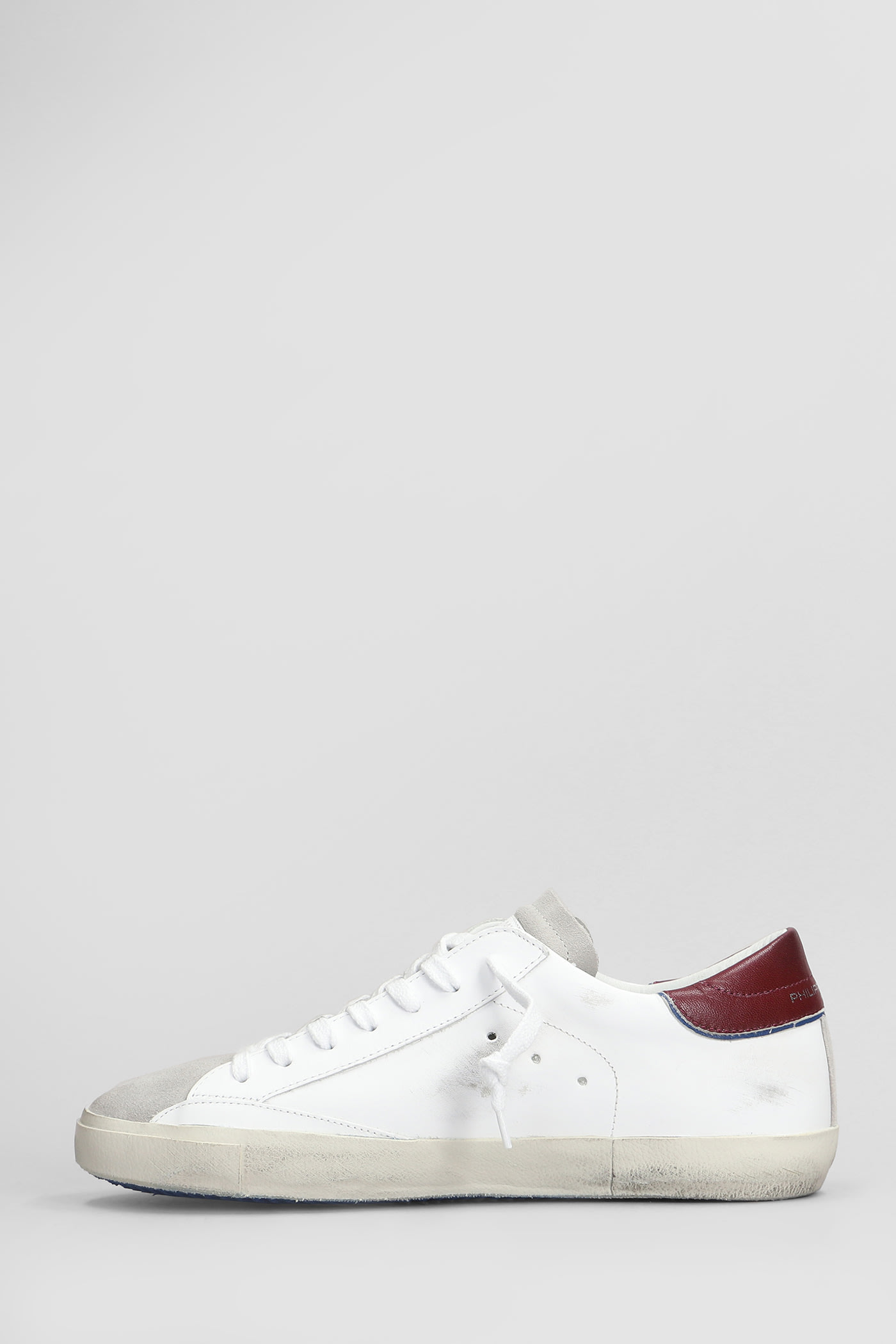 Shop Philippe Model Prsx Low Sneakers In White Suede And Leather