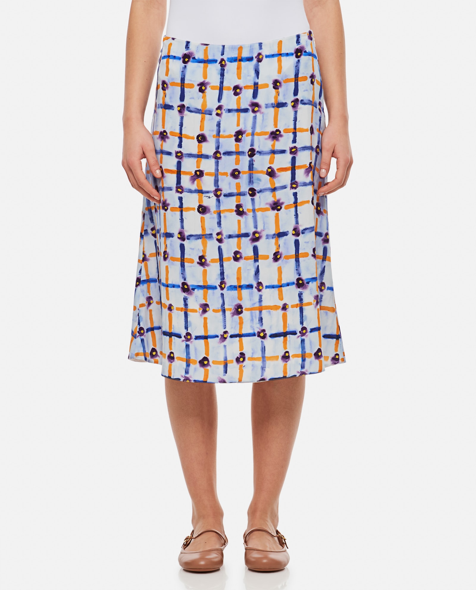 Midi A-line Pattern Skirt