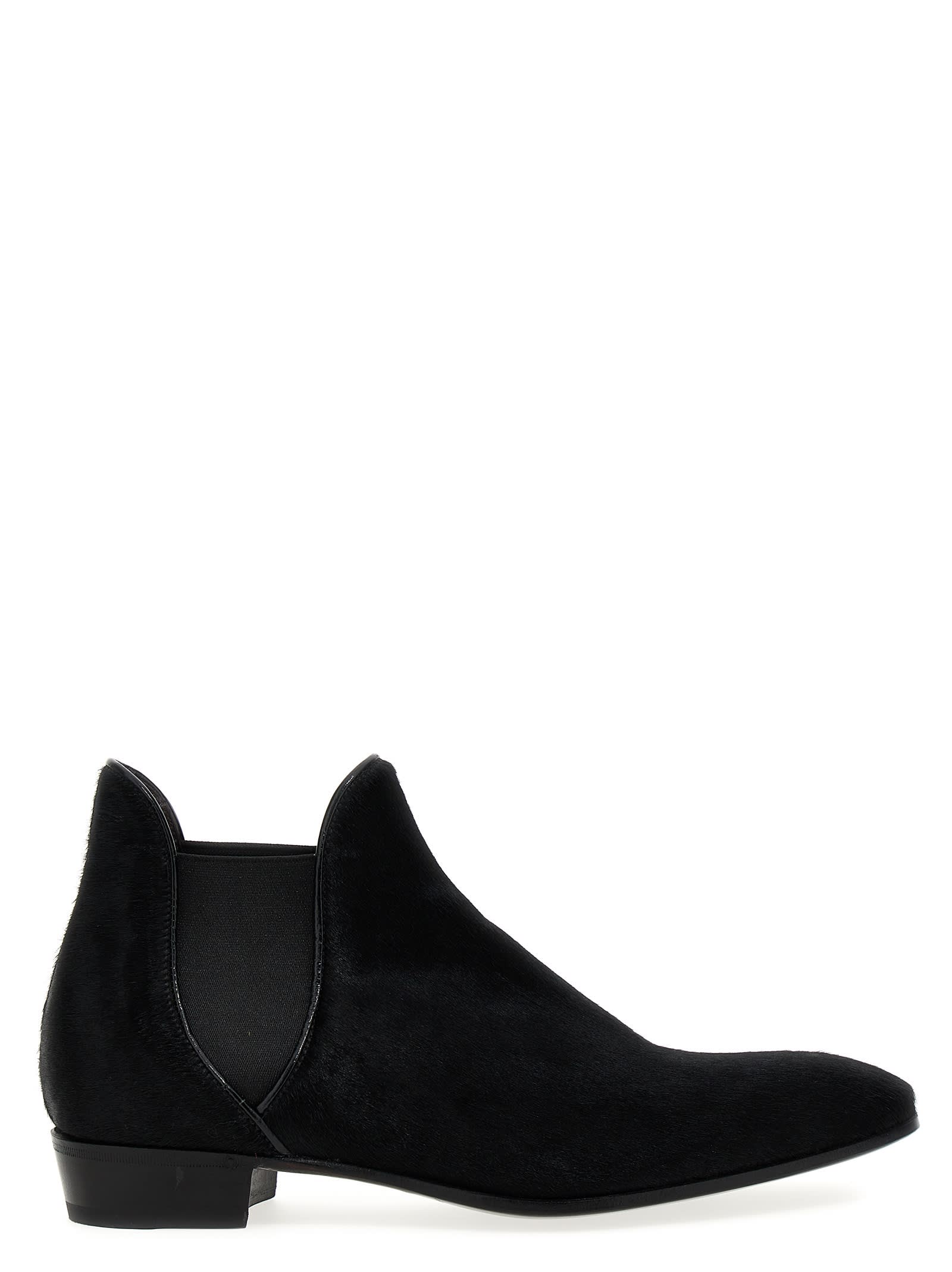 Shop Lidfort Calf Hair Ankle Boots In Black